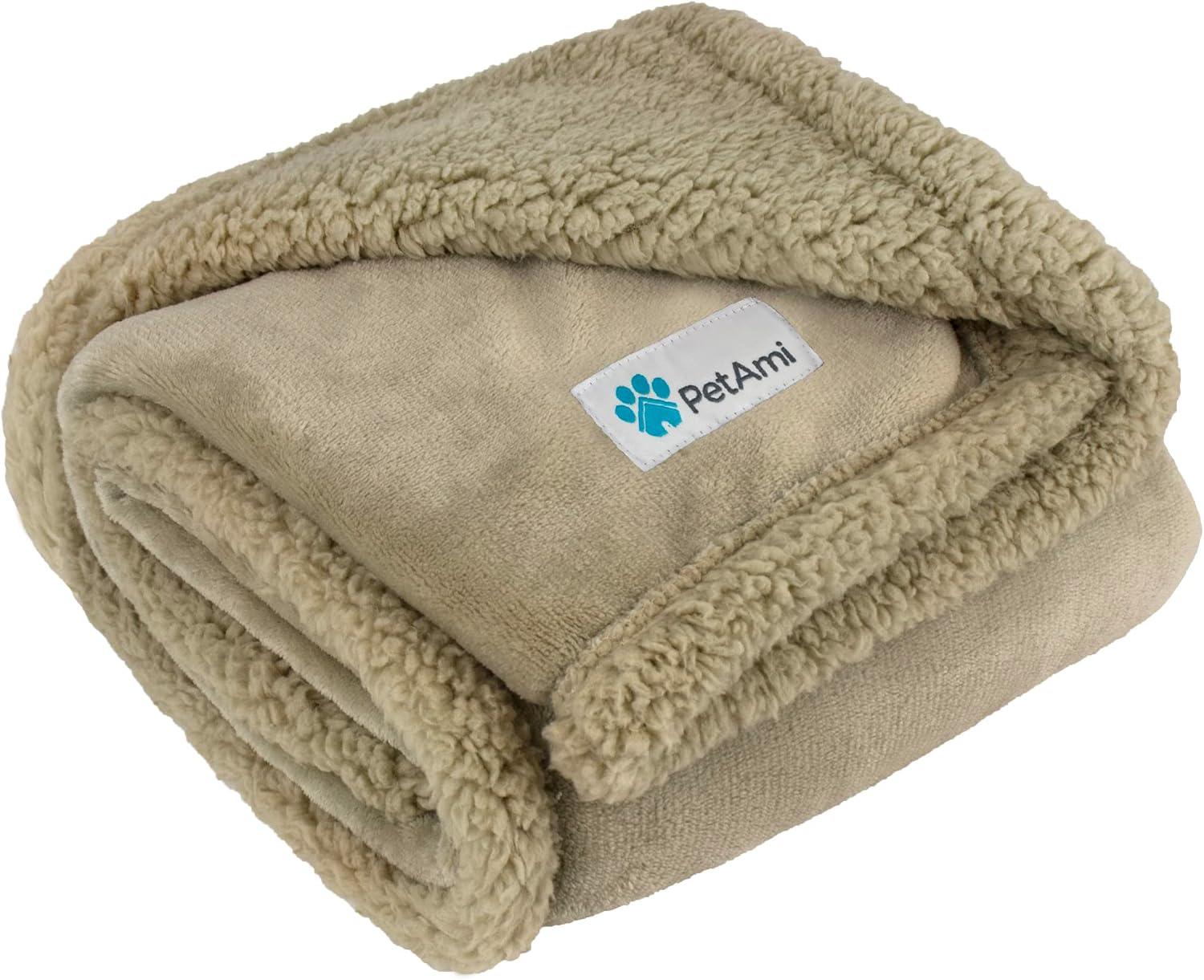 PetAmi Pet Blanket for Dogs Cats, Faux Shearling Fleece Soft Plush Reversible Washable Furniture Cover