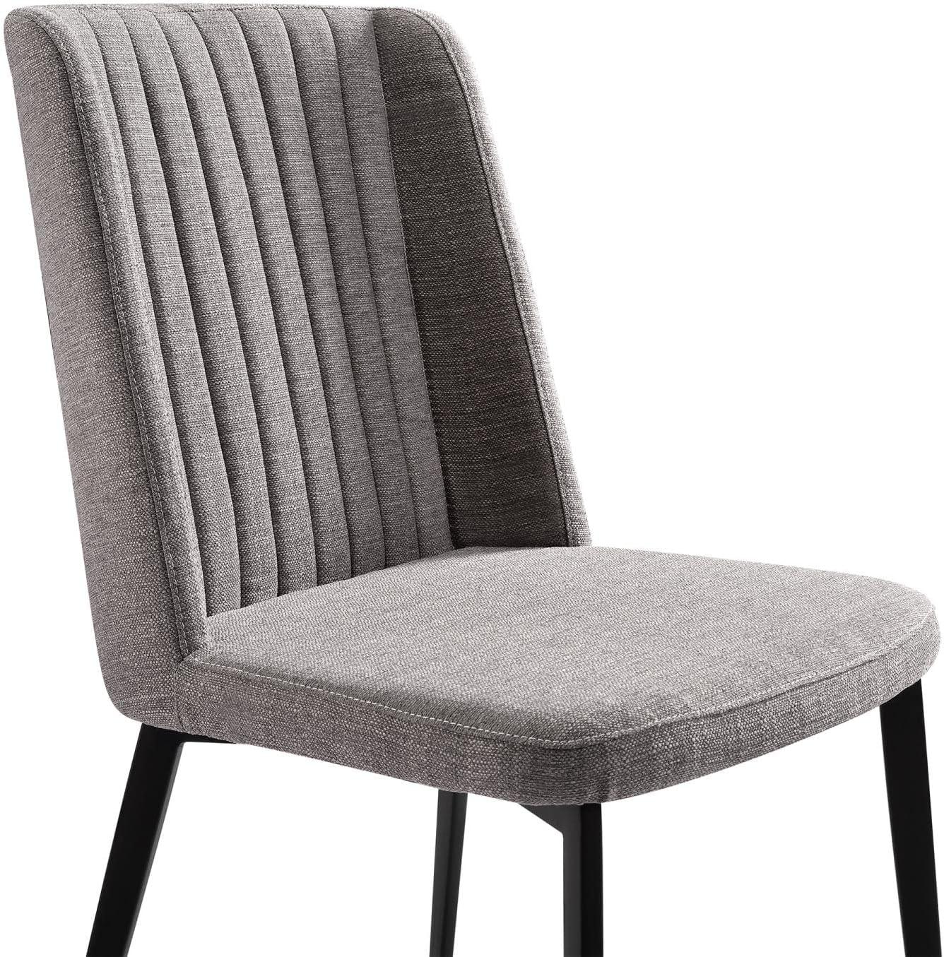 Set of 2 Gray Upholstered Metal Dining Chairs