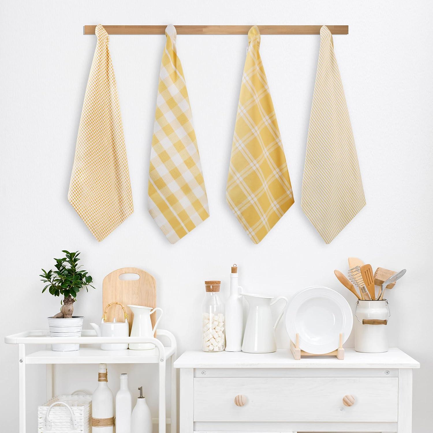 KAF Home Madison Set of 4 Absorbent, Durable and Soft Kitchen Towels | 18" x 28"  - Sunshine