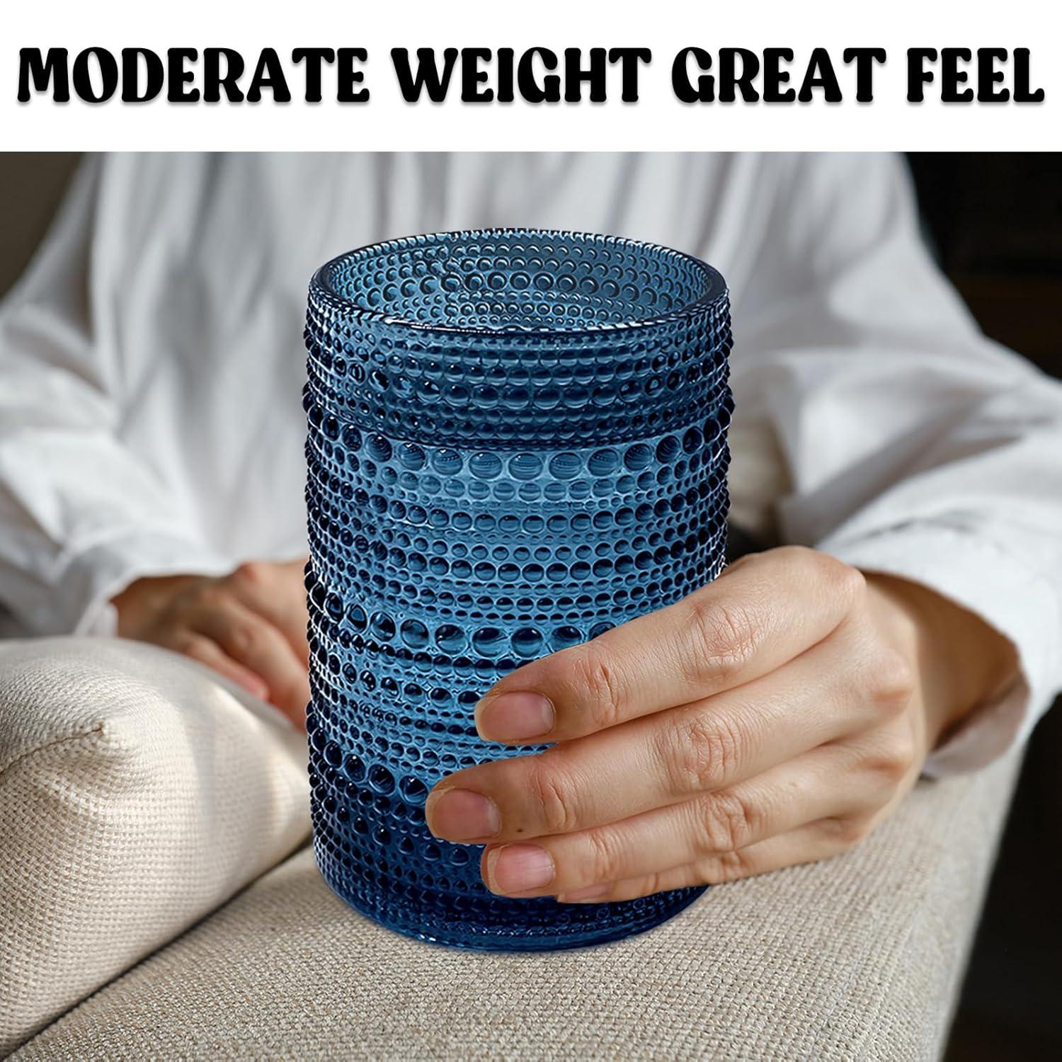 Vintage Glassware Drinking Glass Set of 6, Nailhead Glass