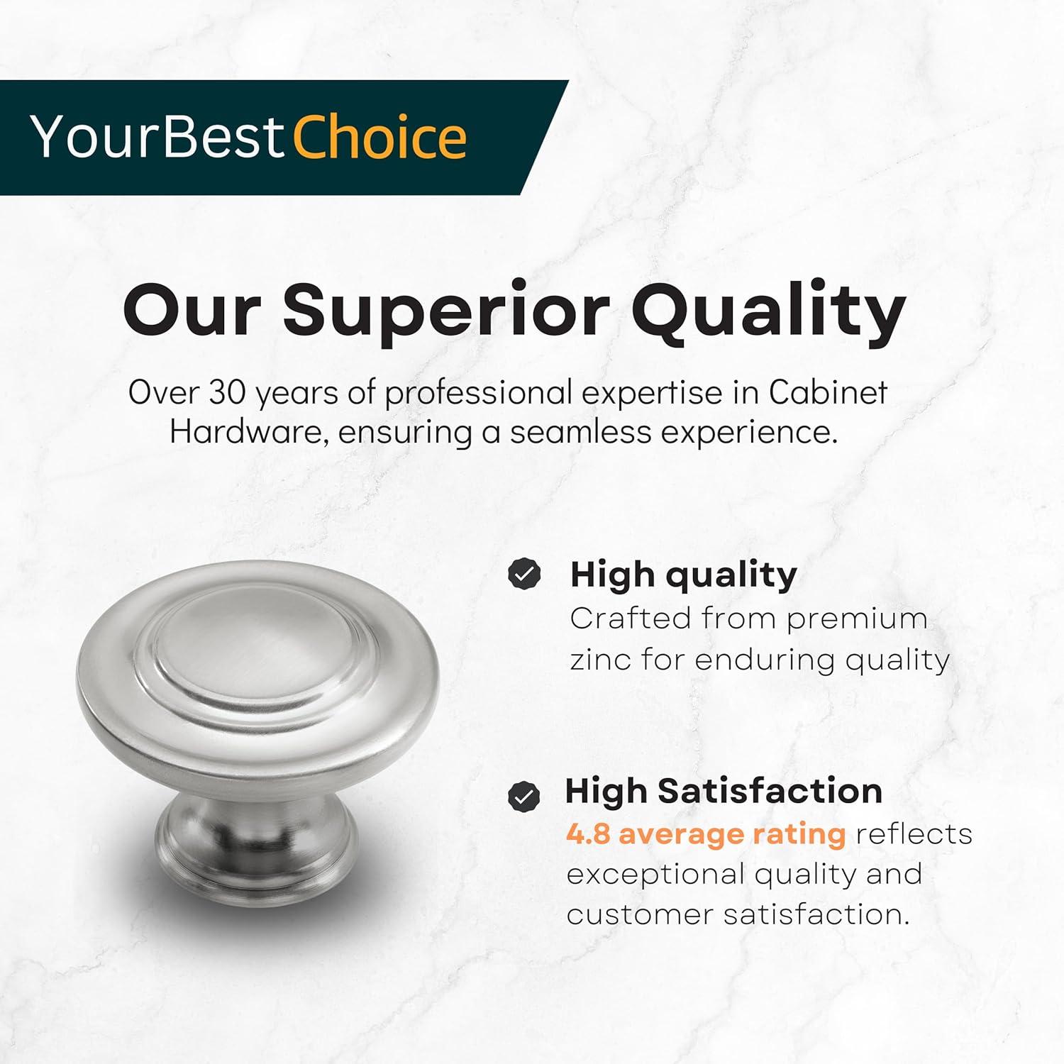 Satin Nickel Round Cabinet Knobs with Mounting Hardware, 1.32 inch