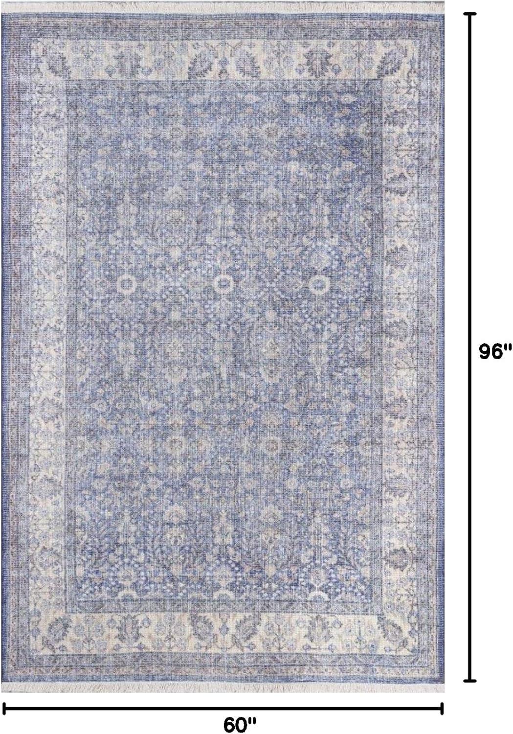 Momeni  Helena Polyester and Cotton Trditional Area Rug Blue 5' X 8' 5' x 8' Accent, Indoor Rectangle