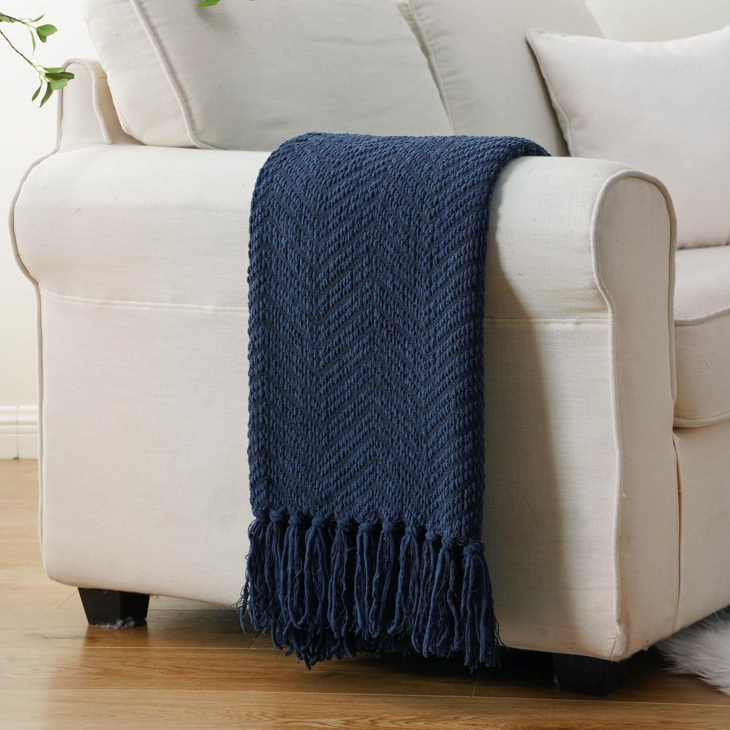 Battilo Home Throw Blanket for Couch, Super Soft Cozy Warm Throws for Twin Bed, Knit Woven Chenille Blanket Versatile for Sofa Bedroom Home Decor