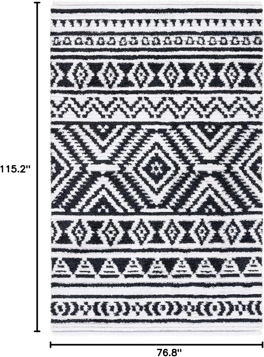 Augustine AGT849 Machine Made Indoor Area Rug - Black/Ivory - 6'-4"x9'-6" - Safavieh