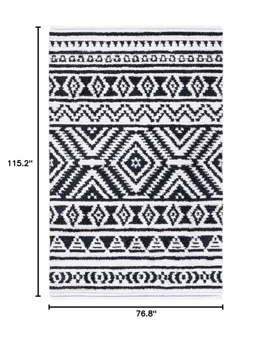 Augustine AGT849 Machine Made Indoor Area Rug - Black/Ivory - 6'-4"x9'-6" - Safavieh