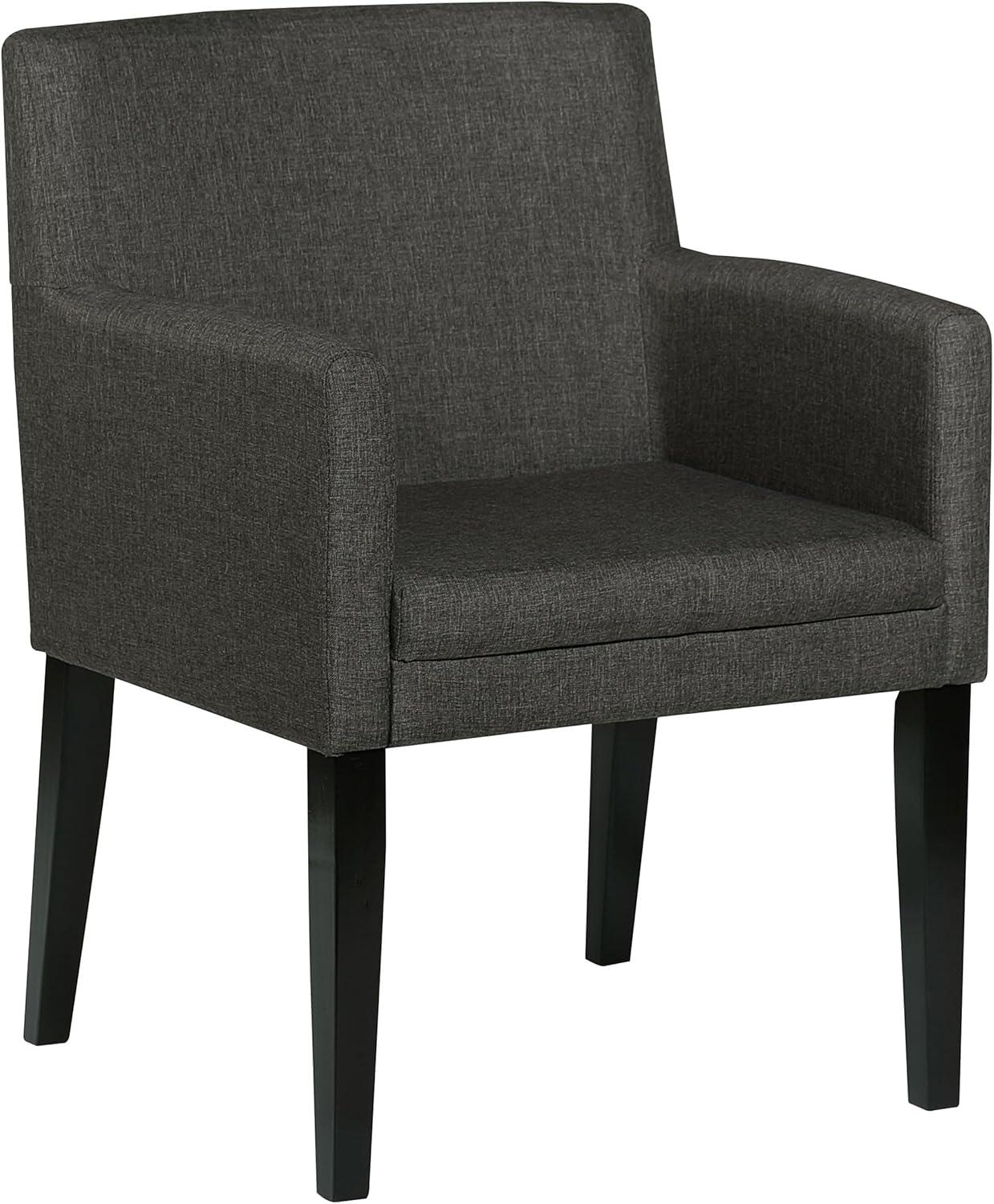 Catherine Upholstered Dining Arm Chair Charcoal Grey and Black (Set of 2)