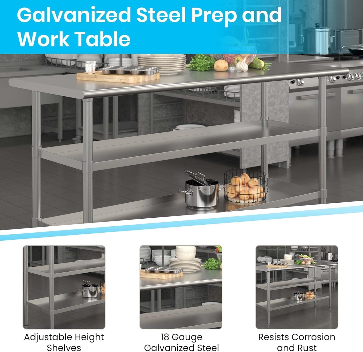 Woodford NSF Stainless Steel 18 Gauge Work Table with 2 Undershelves