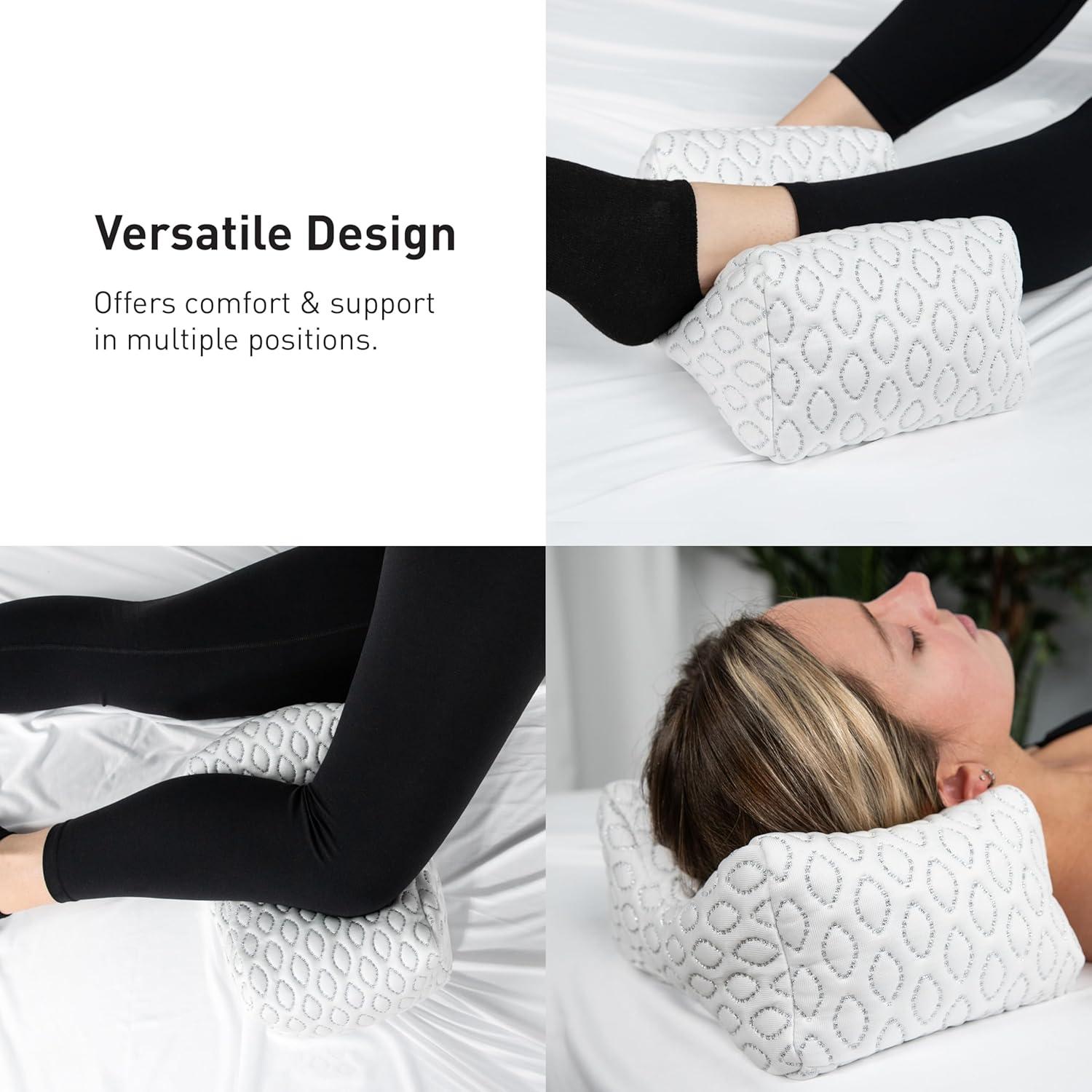 Bedgear Cooling Knee Pillow - Hourglass Design Ideal For Legs And Head - Provides Conforming Support For All Sleep Positions - Washable And Removable Cover