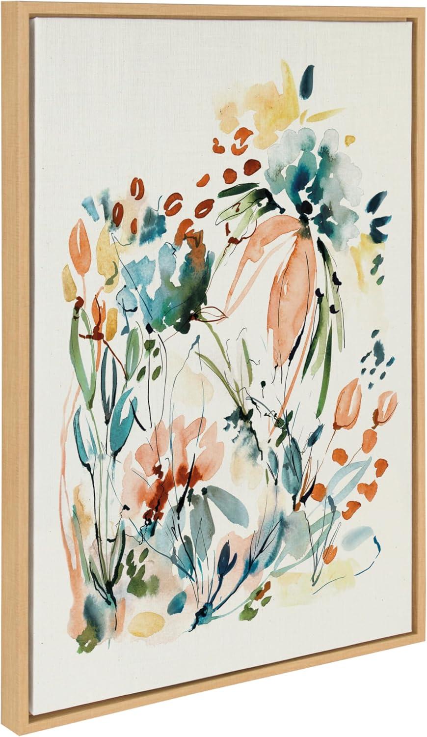 Vibrant Floral 23x33 Canvas Print with Natural Frame