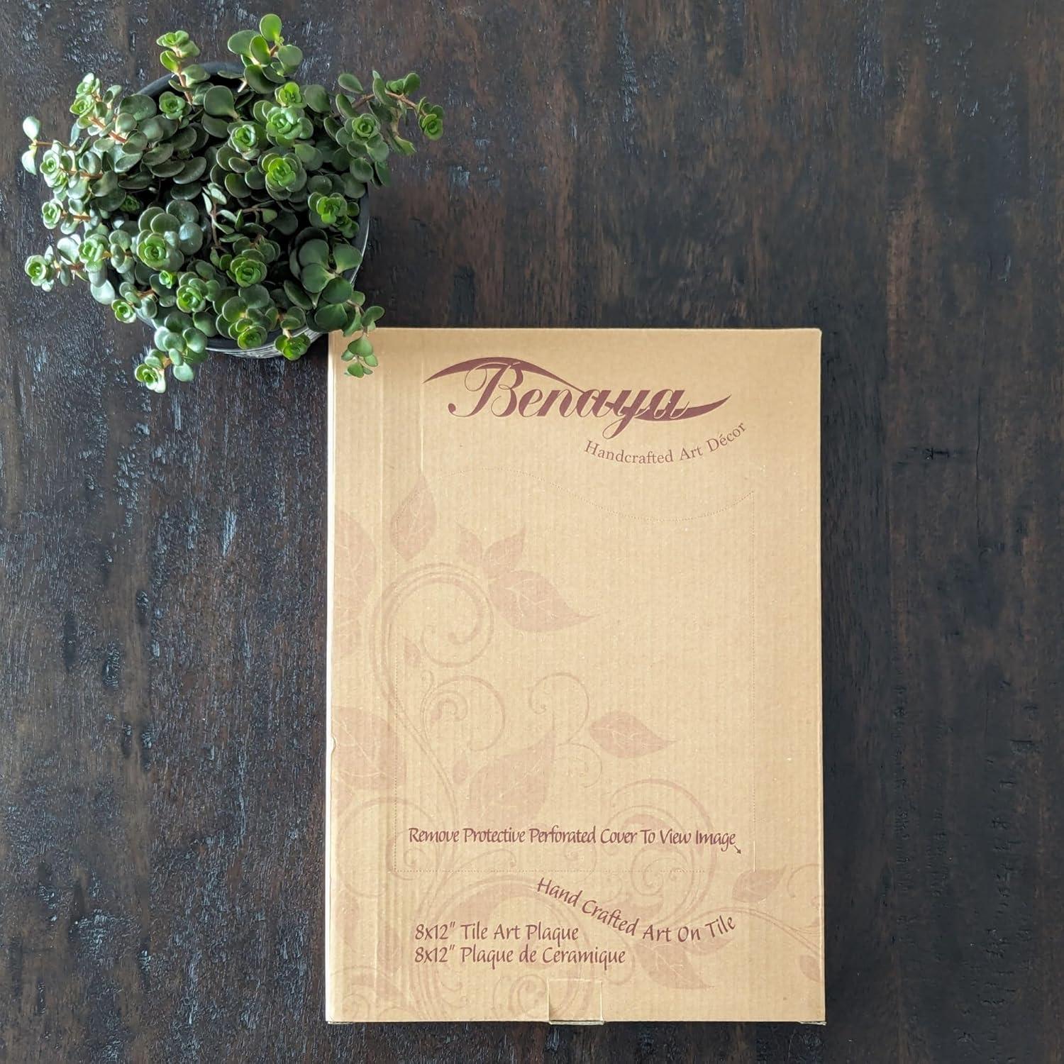 Benaya - Handcrafted Ceramic Art – Classic Poppies – 8" x 12" Tile - Home Decor