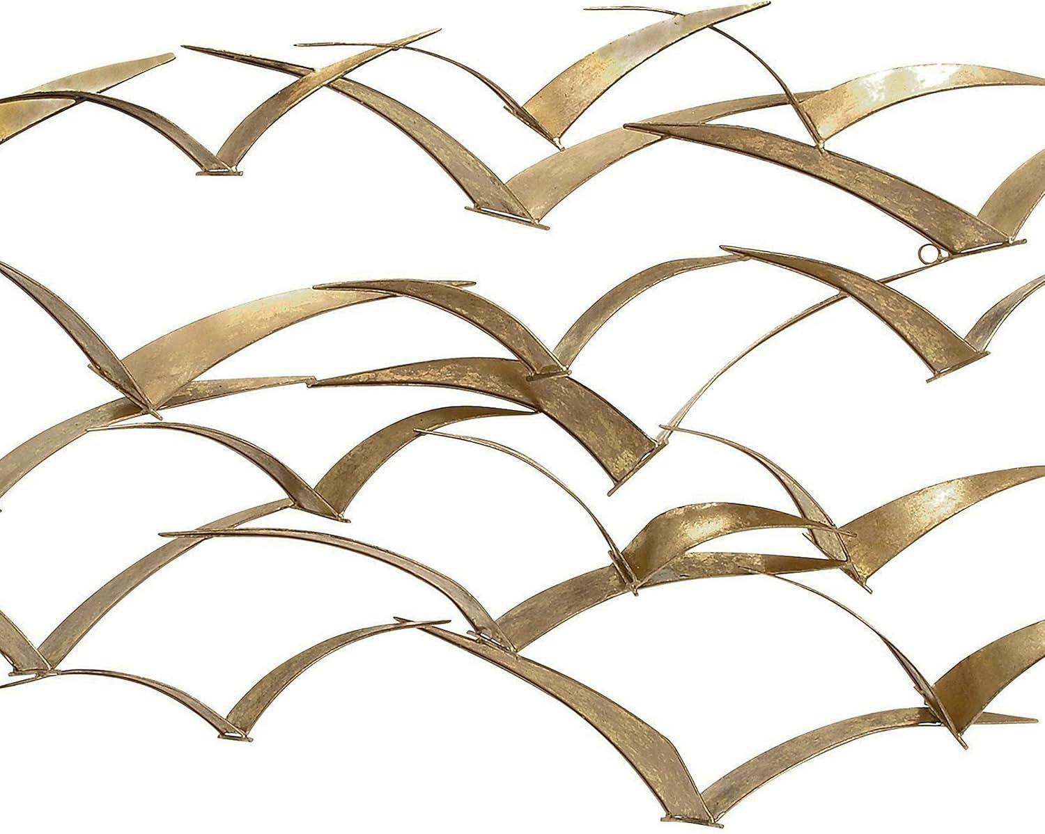 Urban Designs Handcrafted Flock of Birds Metal Wall Art - Gold