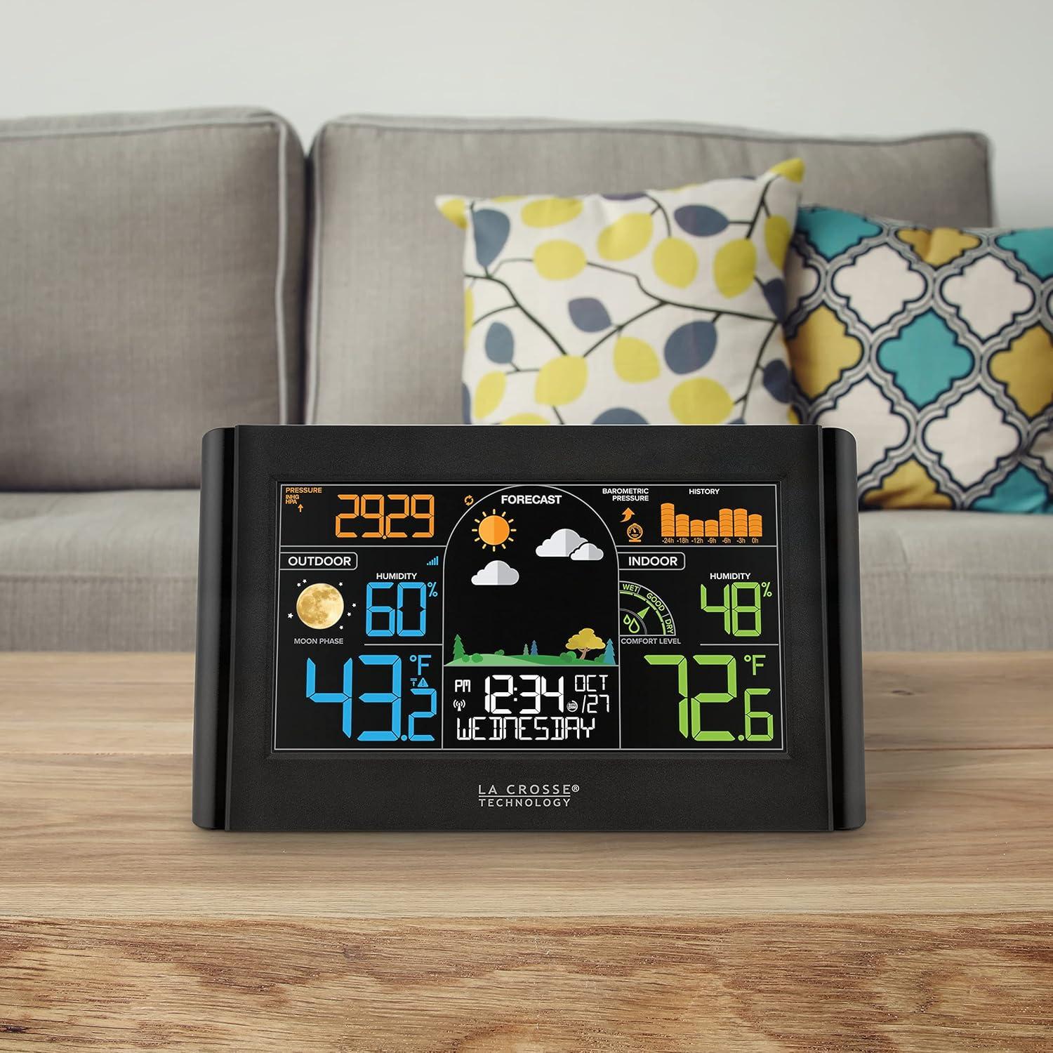 Black Wireless Color Weather Station with Humidity Sensor