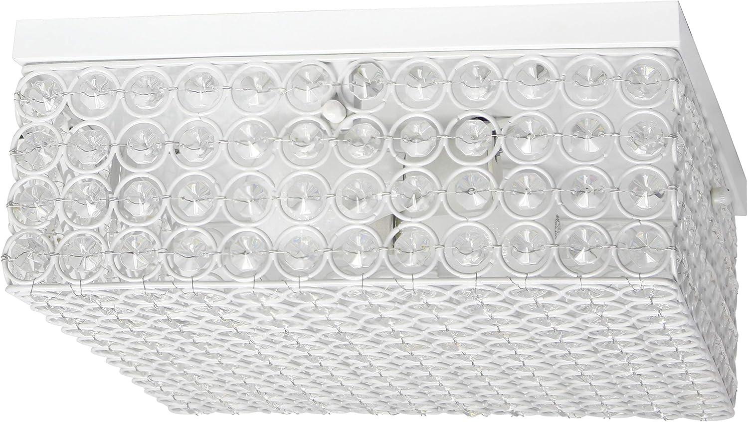 White Crystal Rectangle Close-To-Ceiling Light Fixture