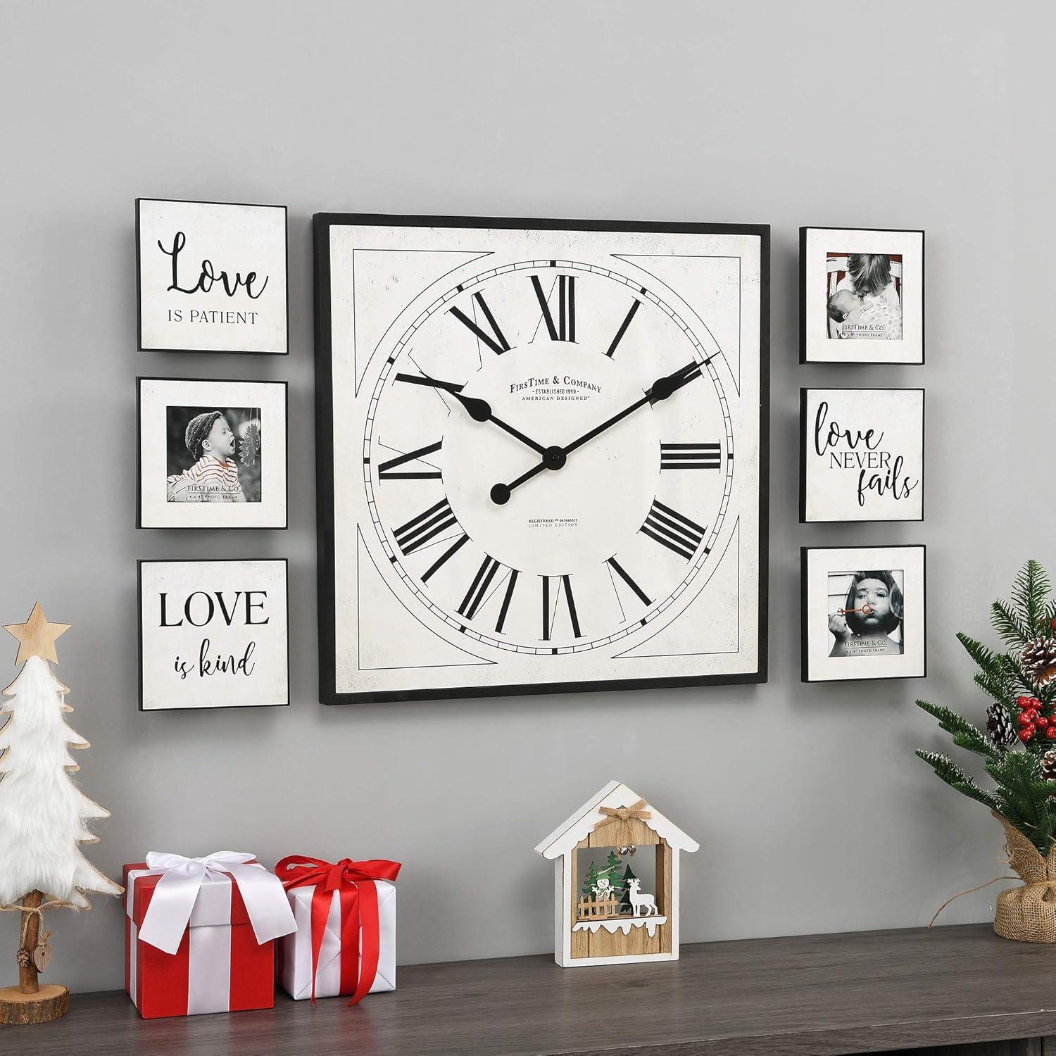 Farmhouse Love Gallery 20'' White Wall Clock & Photo Frame 7-Piece Set