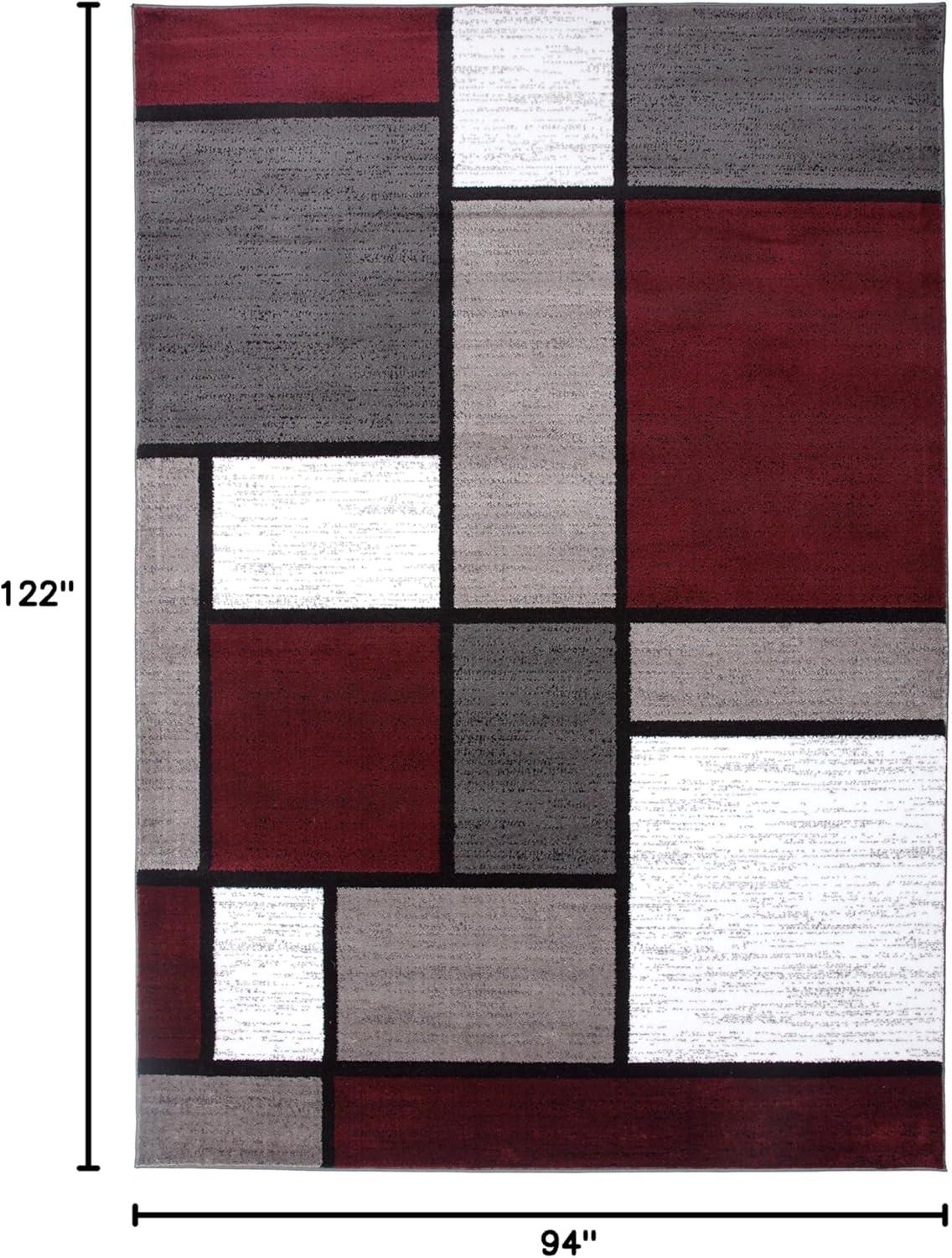 World Rug Gallery Contemporary Modern Boxed Color Block Red 7'10"x10'2" Area Rug