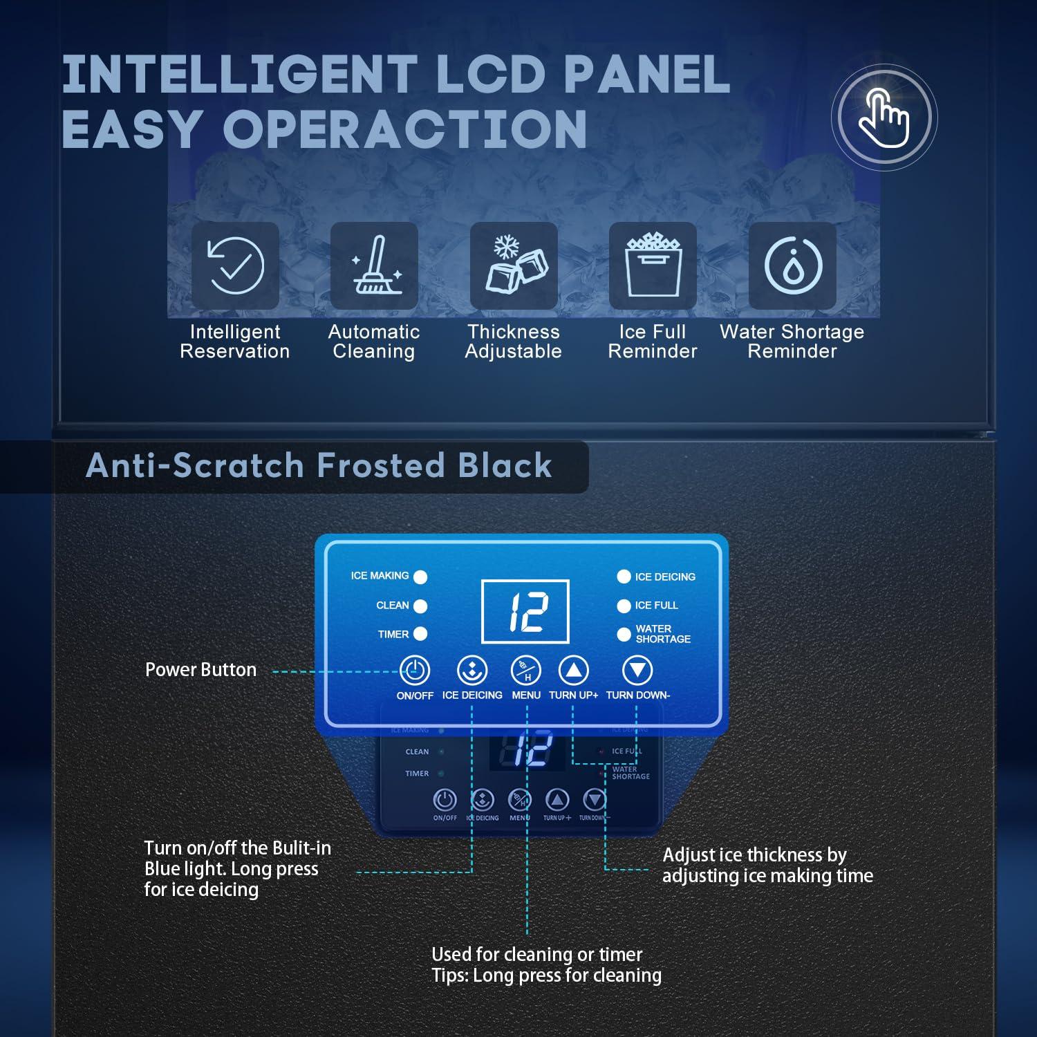 15in. 160Lbs/24H Black Stainless Steel Ice Maker in Stainless Steel with 35LBS Storage Bin