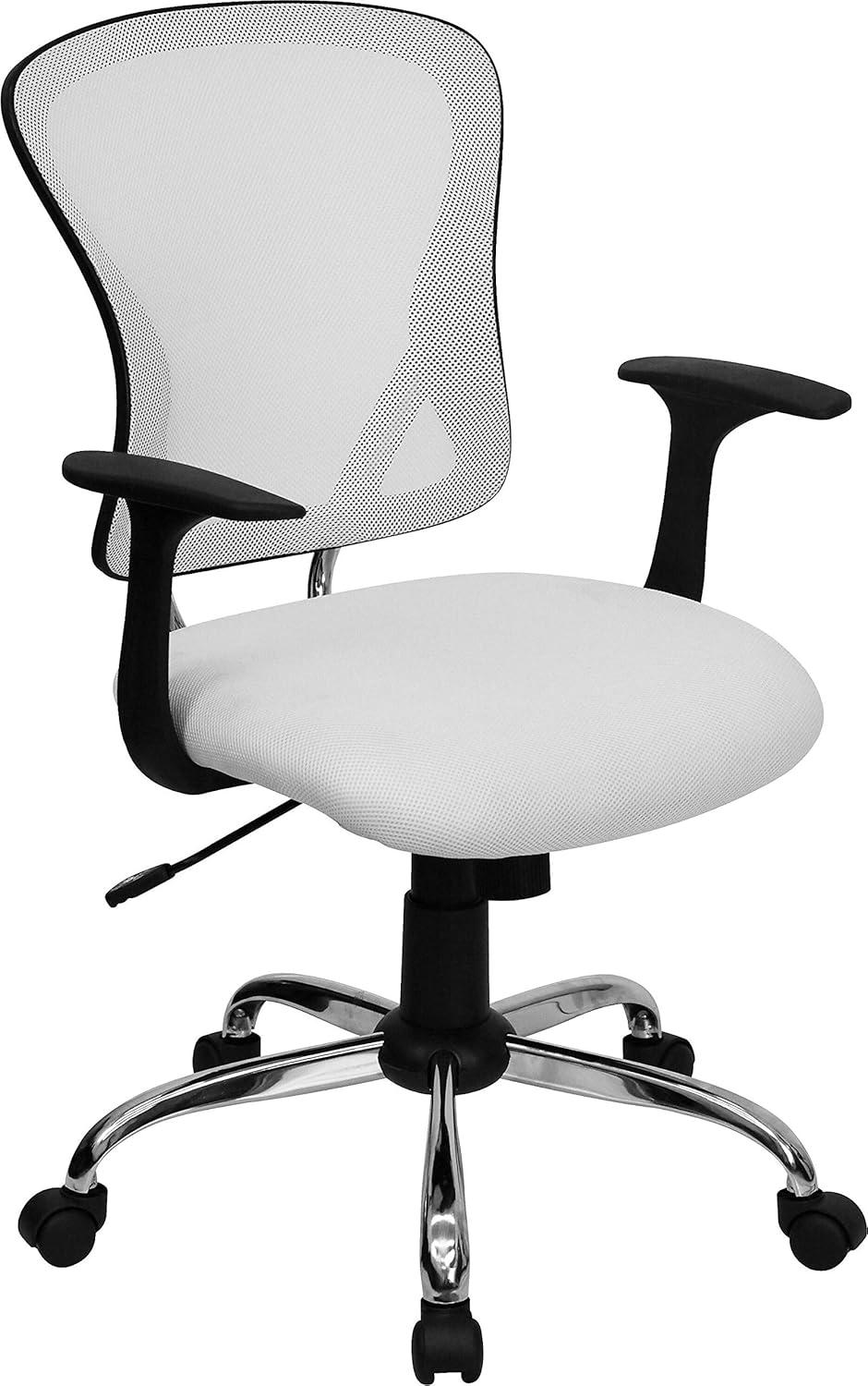 Flash Furniture Mid-Back Mesh Swivel Task Office Chair with Chrome Base and Arms