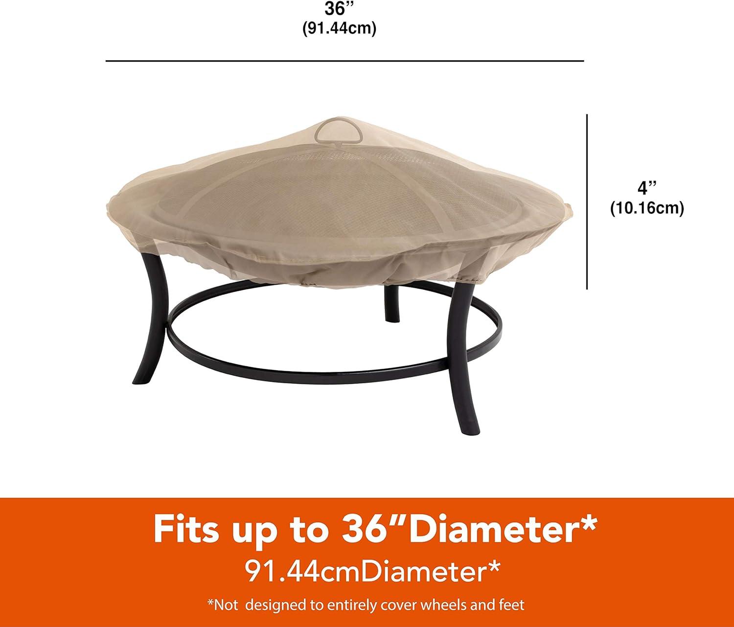 Beige Water-Resistant Outdoor Patio Fire Pit Cover