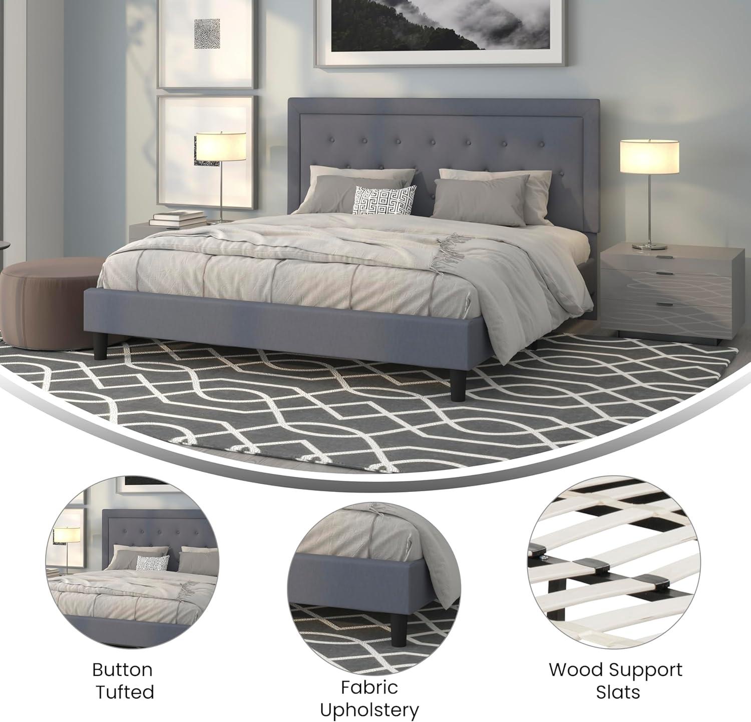 Flash Furniture Roxbury Panel Tufted Upholstered Platform Bed