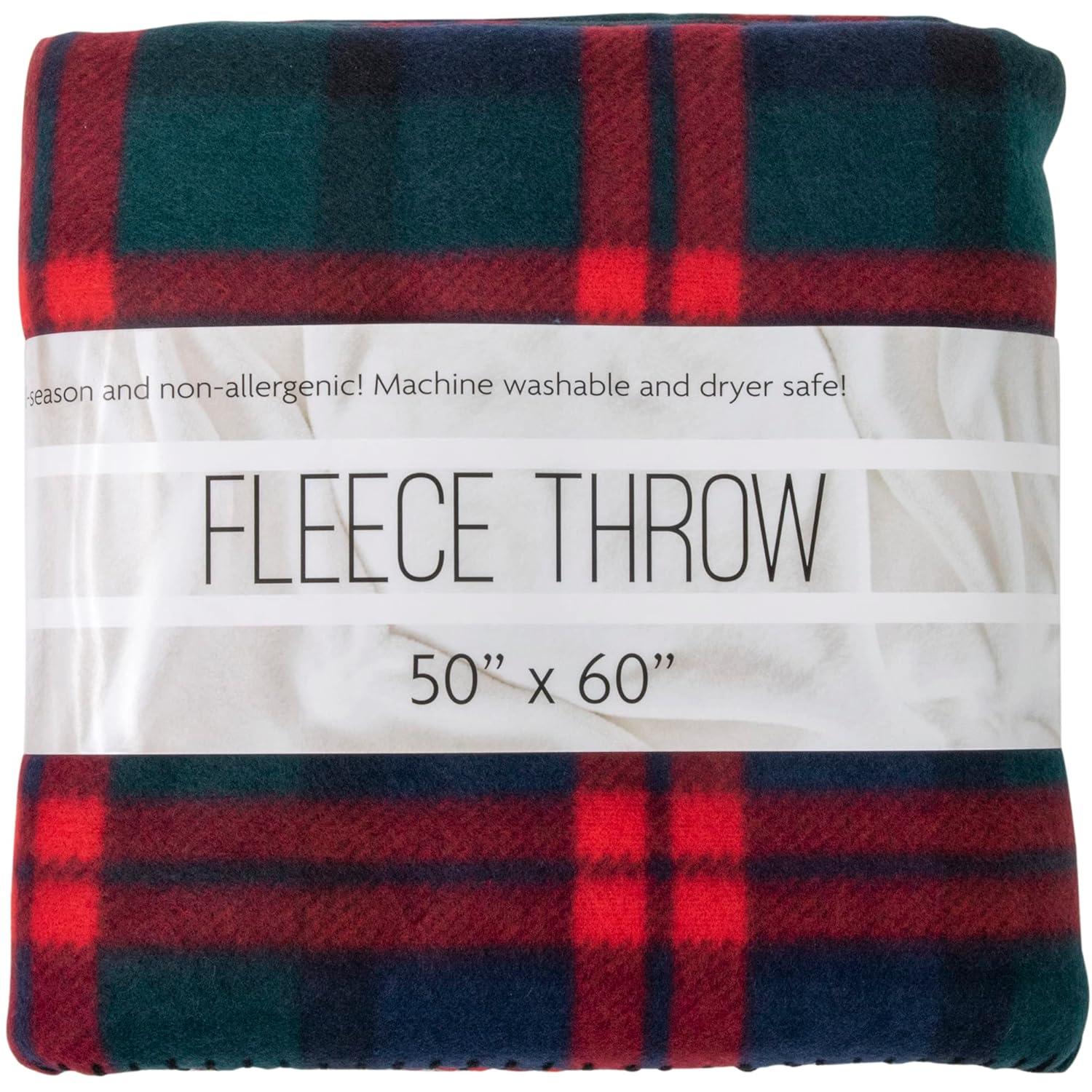 24 Pack of Bulk Wholesale 60”L x 50”W Plaid Color Fleece Throw Blankets for Fall, Winter, Spring, Summer, Men, Women, Children, Homeless, Charity Donation Drives in Assorted Plaid