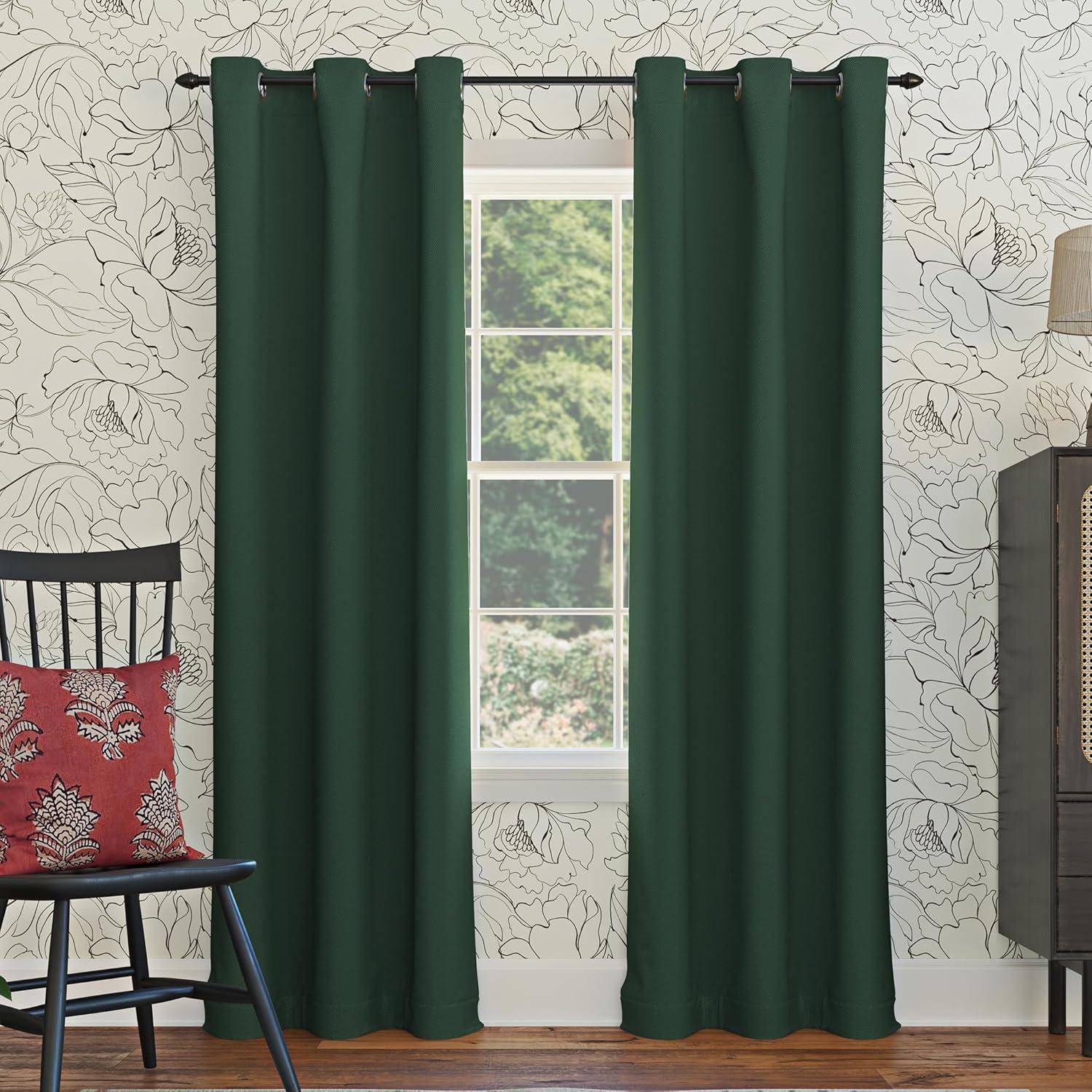 40"x95" Sun Zero Blackout Kenneth Energy Saving Grommet Curtain Panel Evergreen: Modern, Thermal Insulated, Noise Reduction