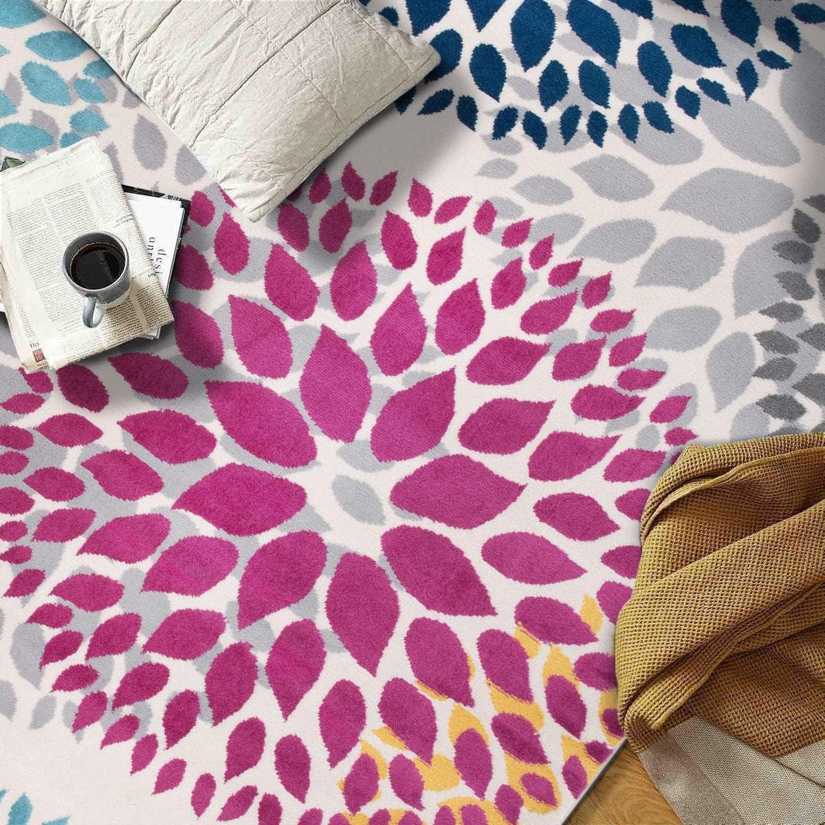 World Rug Gallery Modern Floral Circles Multi 5' x 7' Area Rug