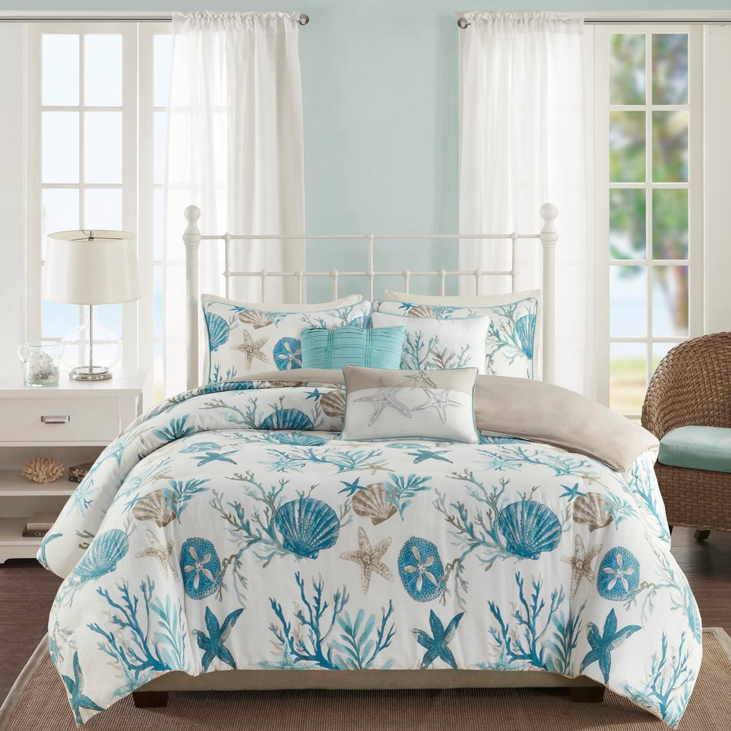 Pebble Beach 6 Piece Cotton Sateen Coastal Duvet Cover Set