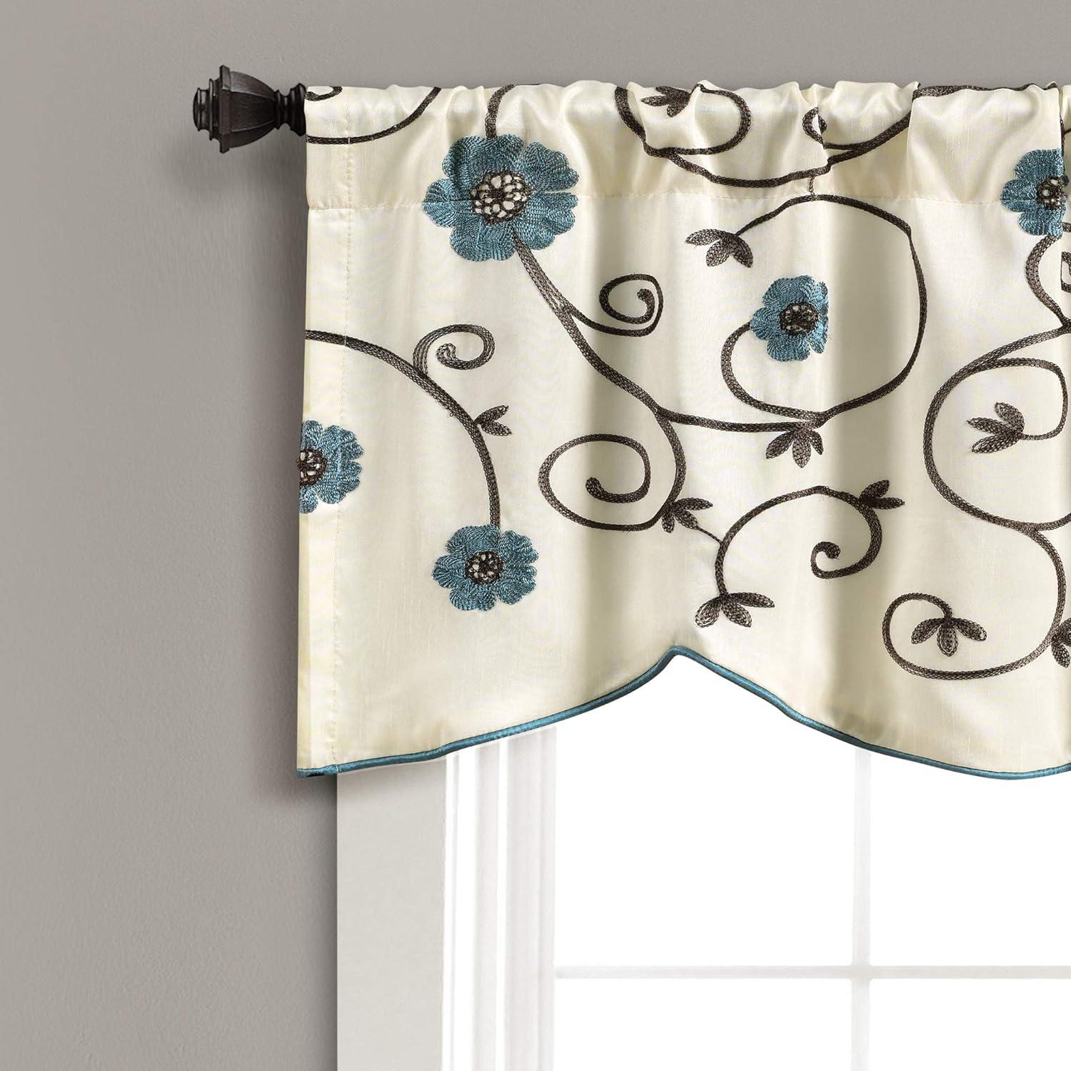 Floral Scalloped 42'' W Window Valance