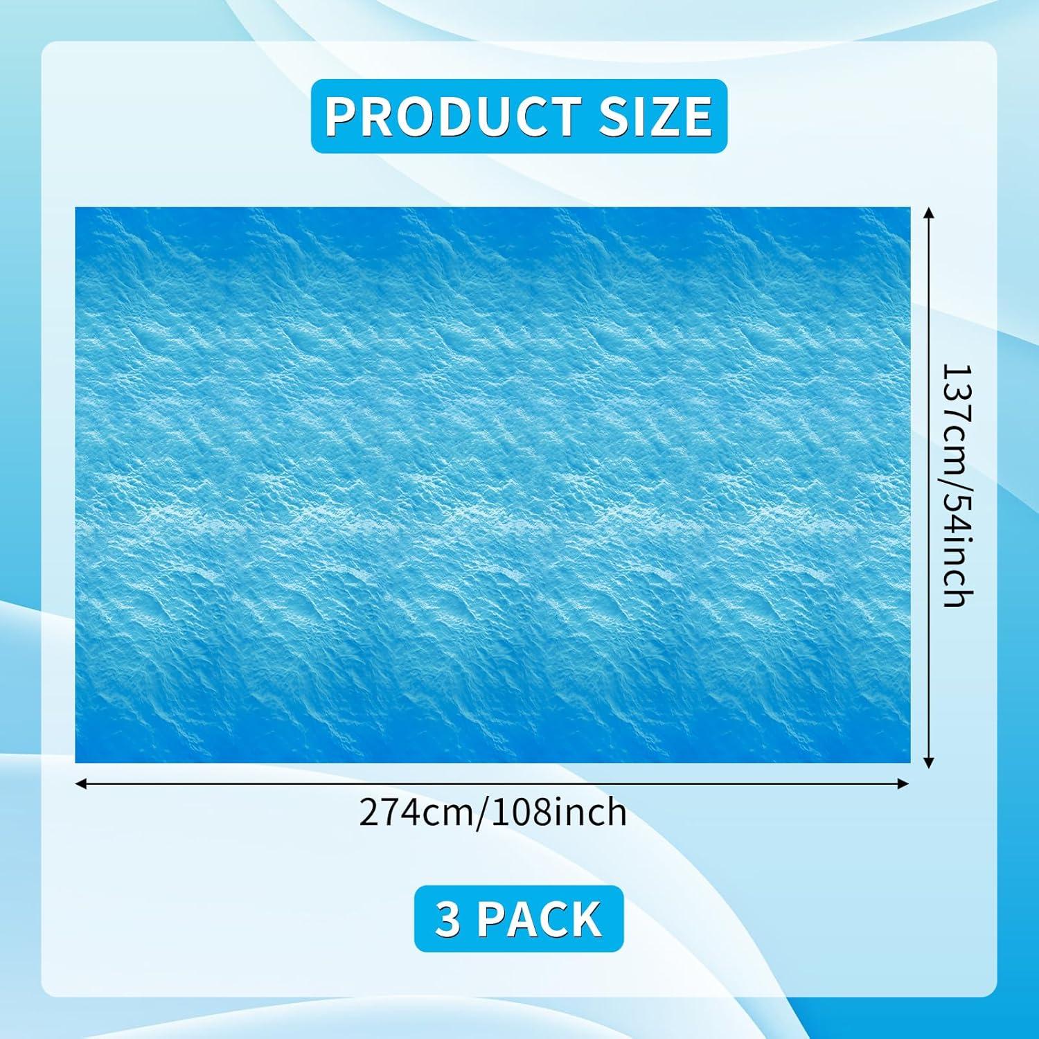 3-Piece 54 x 108 Inch Ocean Wave Plastic Tablecloth - Realistic Water Design, Disposable Rectangle Table Cover for Dining, Picnic, Beach Party, Sea Theme, Pool Party, Summer Indoor Outdoor Decoration
