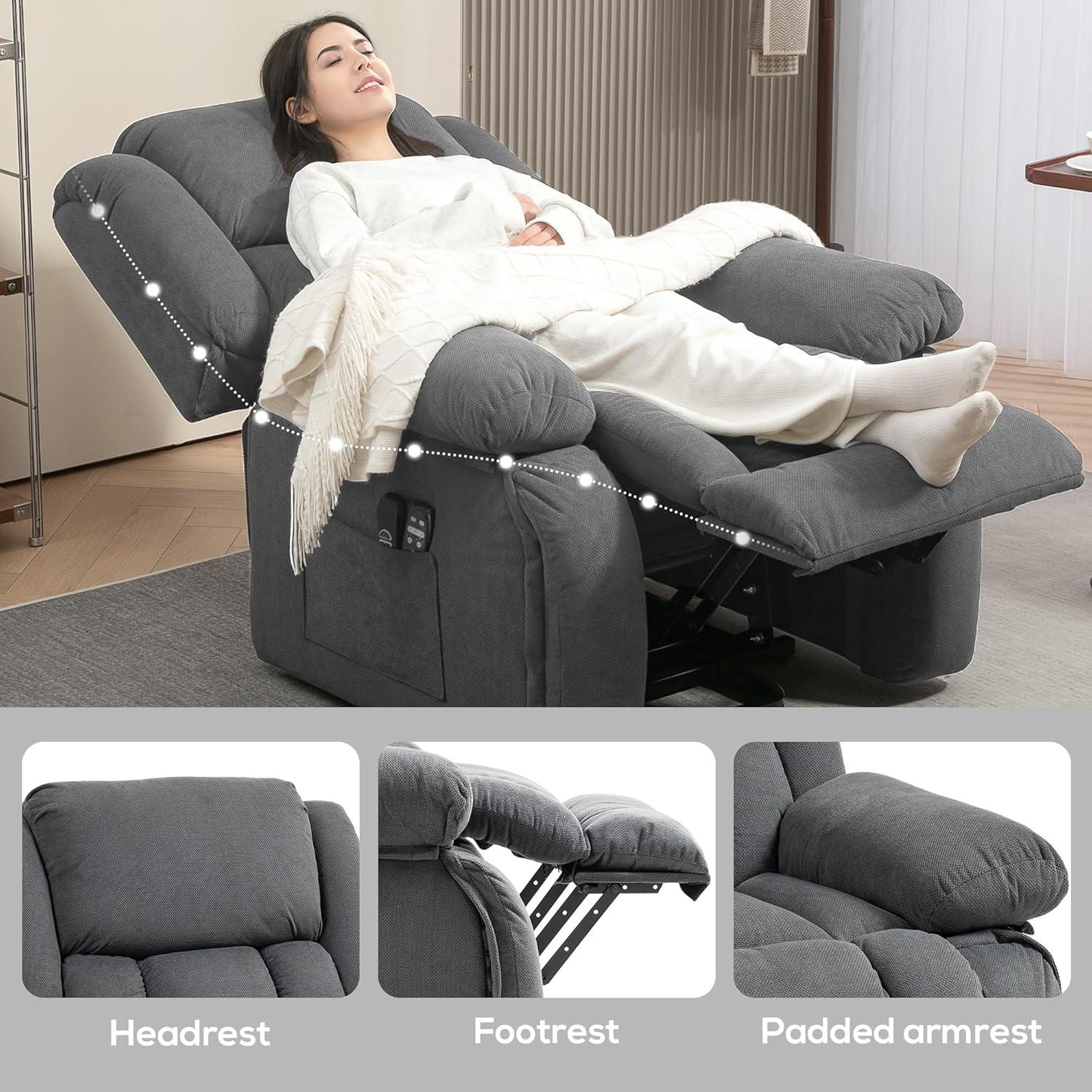 HOMCOM Power Lift Recliner Chair with Massage and Heat, Electric Lift Chair for Elderly, Gray