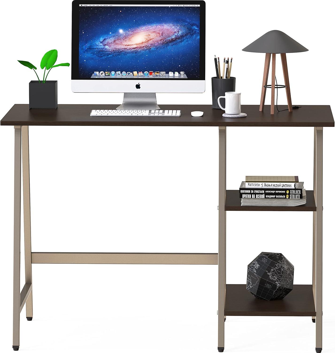 SHW Trestle 43-Inch Home Office Computer Desk, Espresso