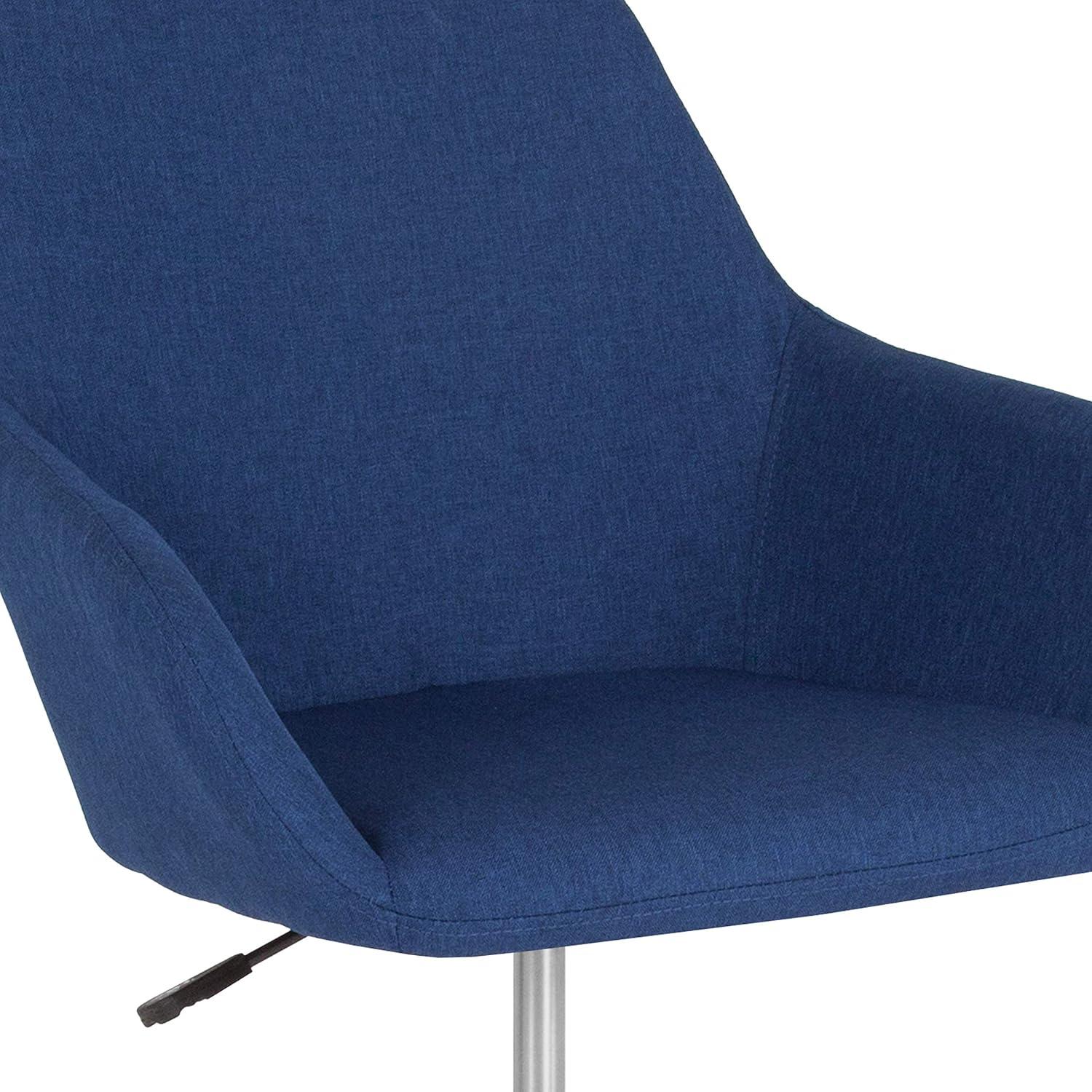 Blue Fabric Mid-Back Ergonomic Swivel Office Chair