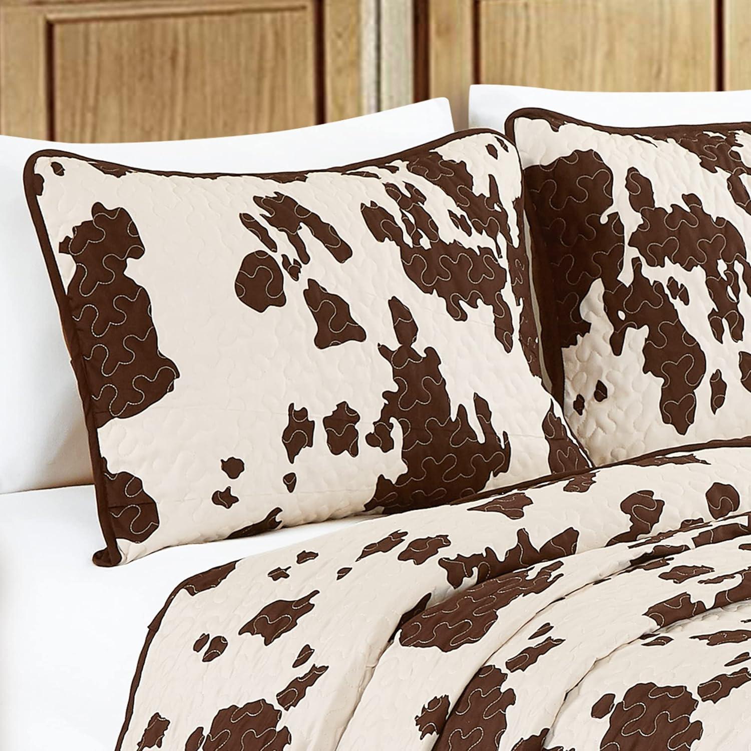 Linen Mart Rustic Cowhide Alpha Luxury 3-Piece Quilt Set, Queen