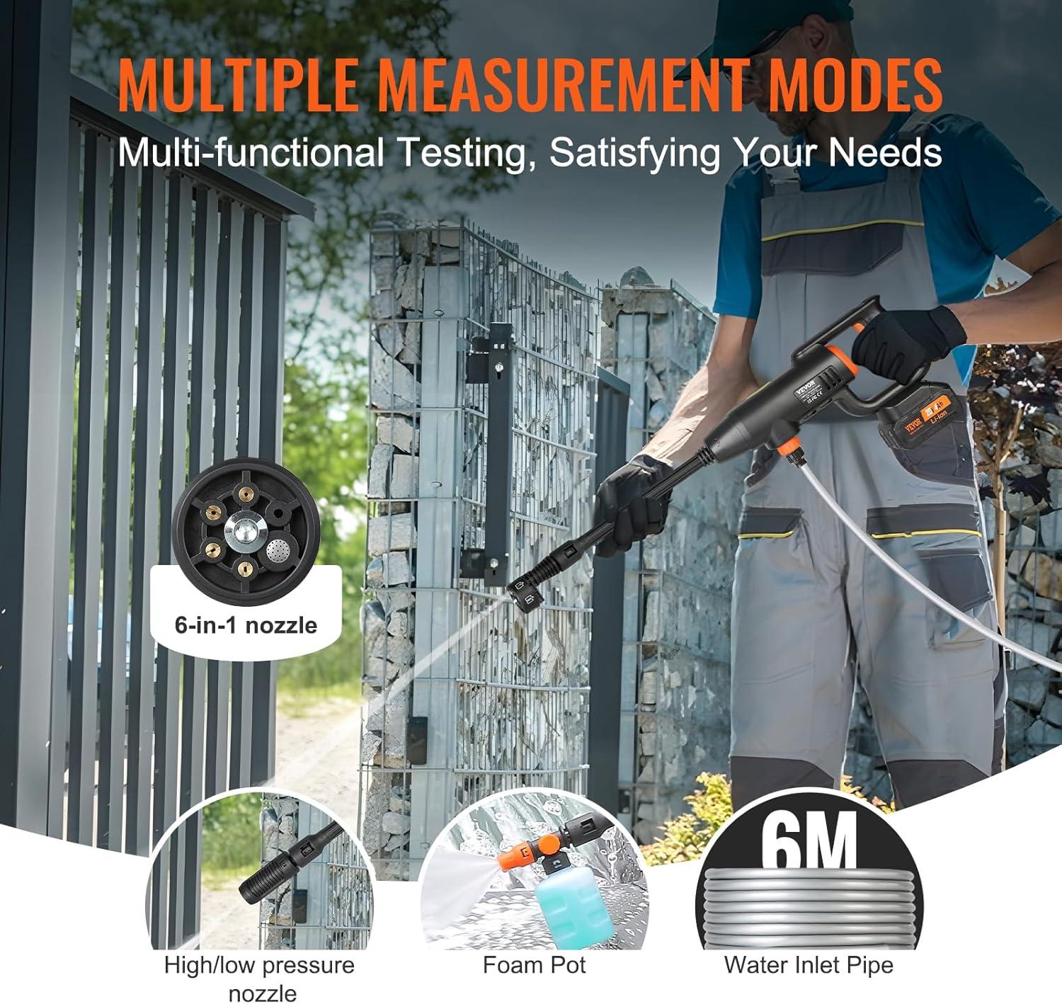 VEVOR VEVOR Cordless Pressure Washer, 580-PSI 1.1 GPM Portable Power Cleaner