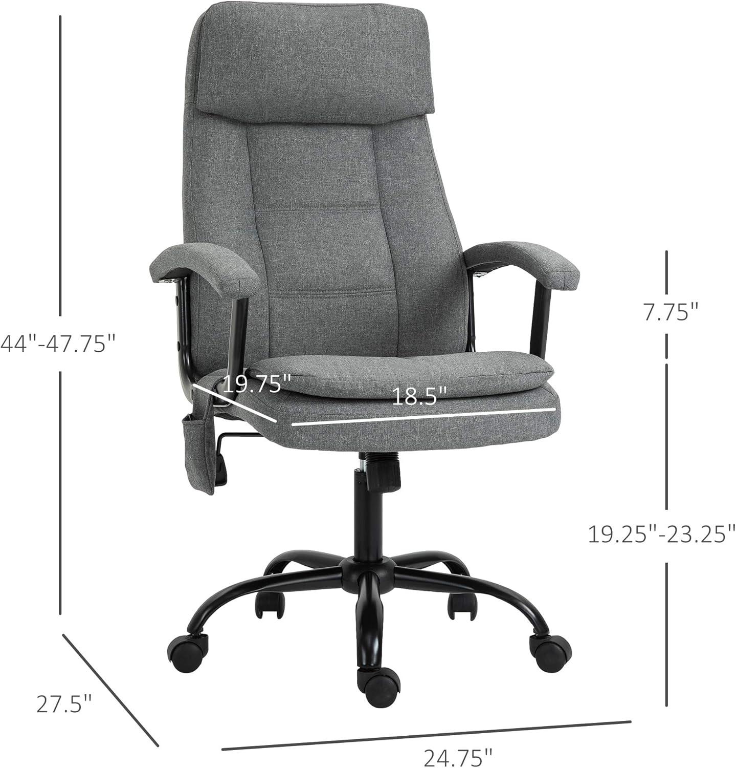 Vinsetto Executive Massage Office Chair with 2-Point Lumbar Massage, USB Power, Adjustable Height, Padded Headrest, Armrest, Gray