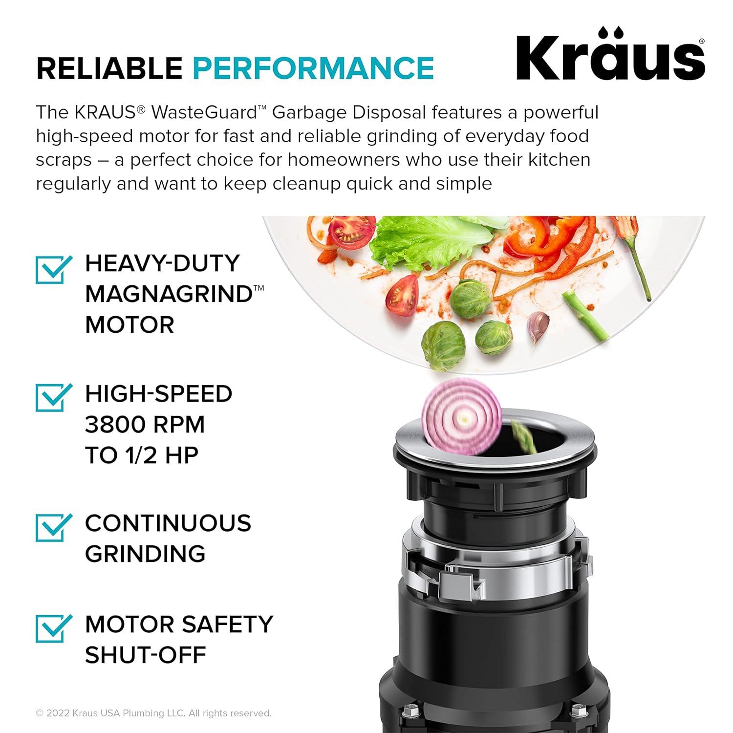 Kraus WasteGuard 1/2 HP Continuous Garbage Disposal