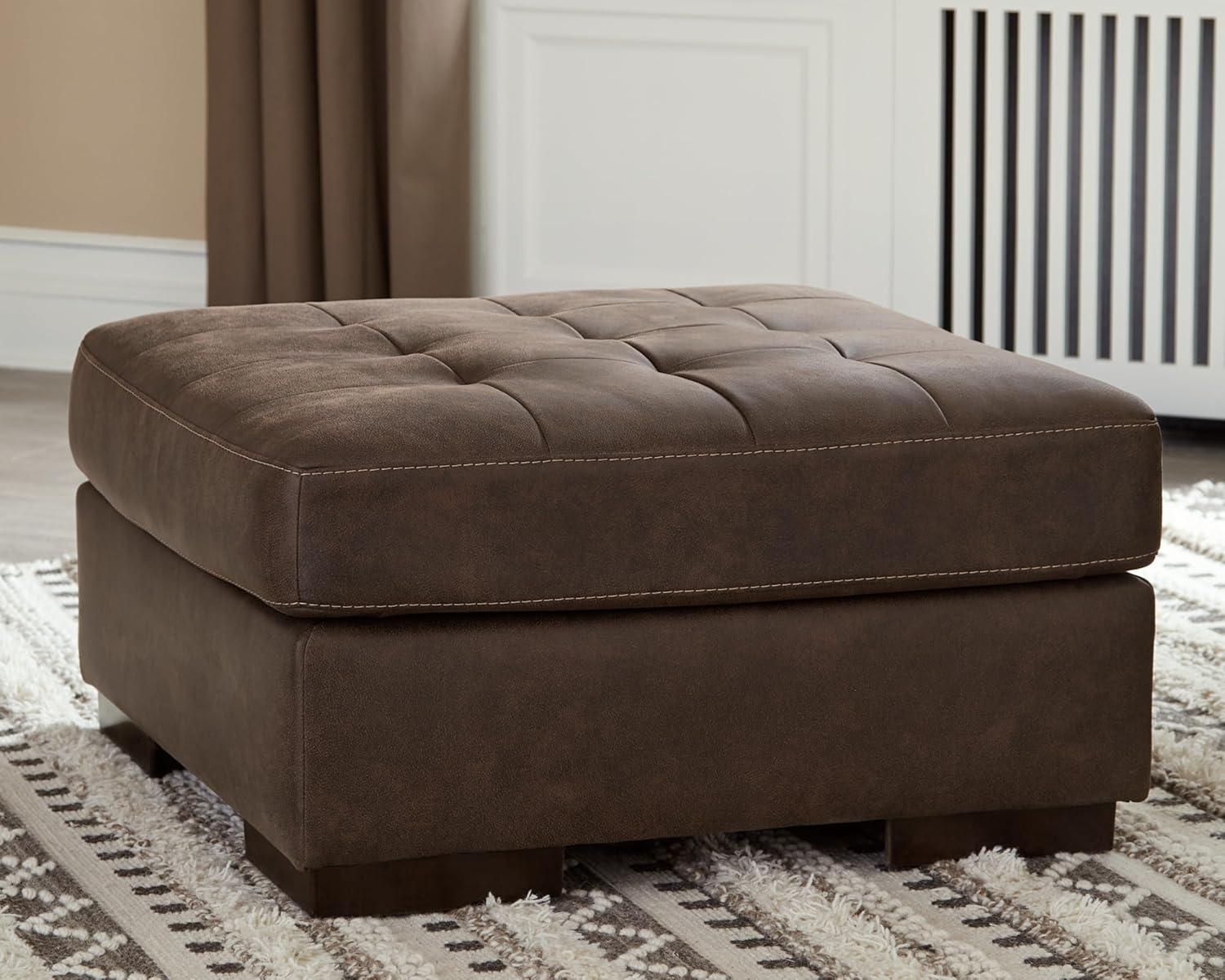 Maderla Walnut Tufted Oversized Accent Ottoman