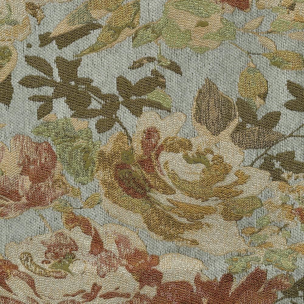 Blue Floral Brocade Upholstery Fabric by the Yard