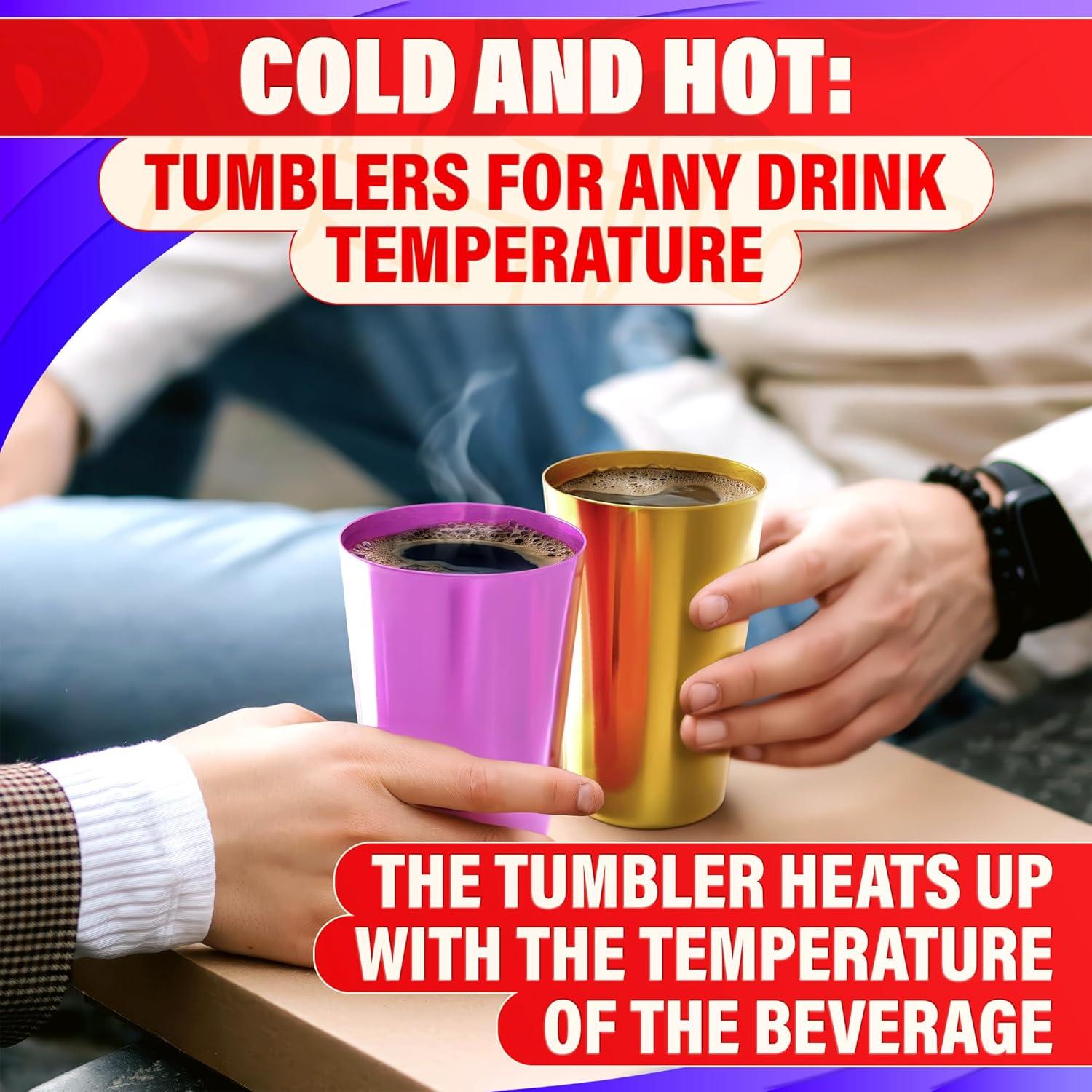 6 Pcs Aluminum Tumblers 15 oz - Lightweight, Durable, and Reusable Metal Cups | Vibrant Festive Colors for Hot and Cold Beverages | Sturdy Anodized Design for Parties and Outdoor Use | Dishwasher Safe