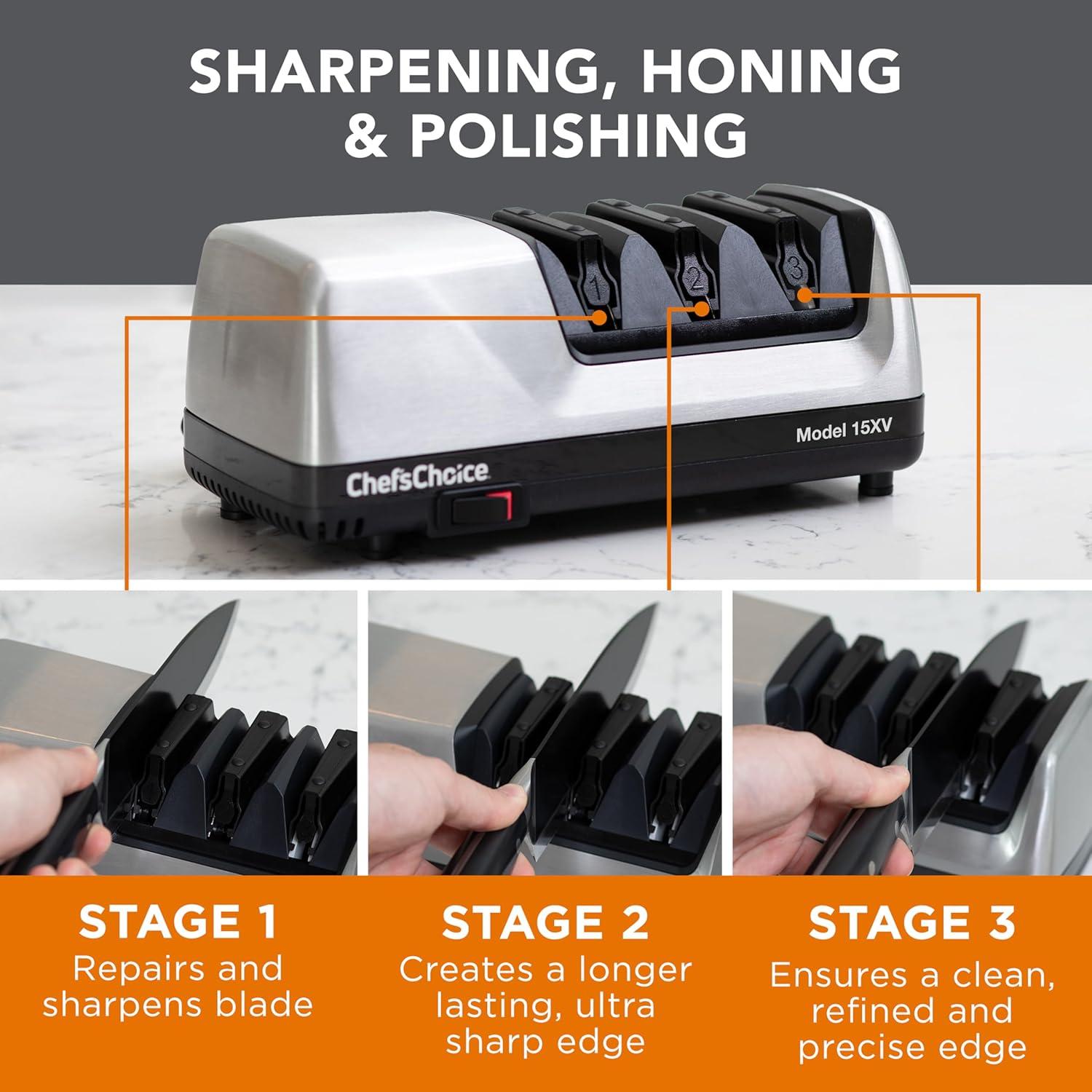 Chef'sChoice Chef'sChoice Model 15XV Professional Electric Knife Sharpener, 3-Stage 15-Degree Trizor