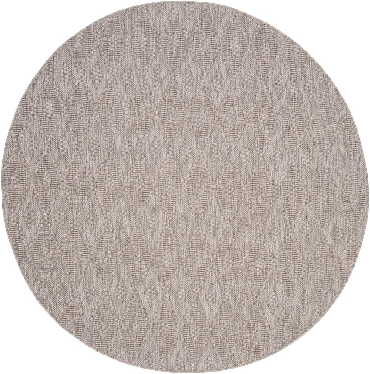 SAFAVIEH Courtyard Teodor Geometric Indoor/Outdoor Area Rug, Beige/Beige, 4' x 4' Round