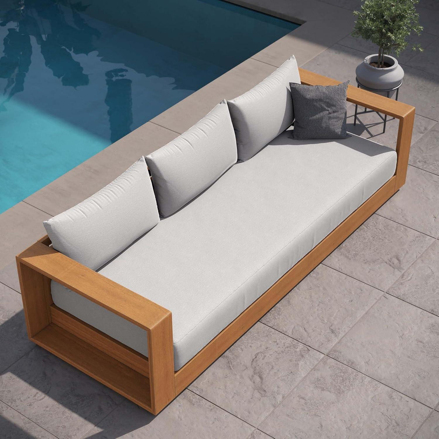 Tahoe Natural Acacia Wood Three-Seater Outdoor Sofa