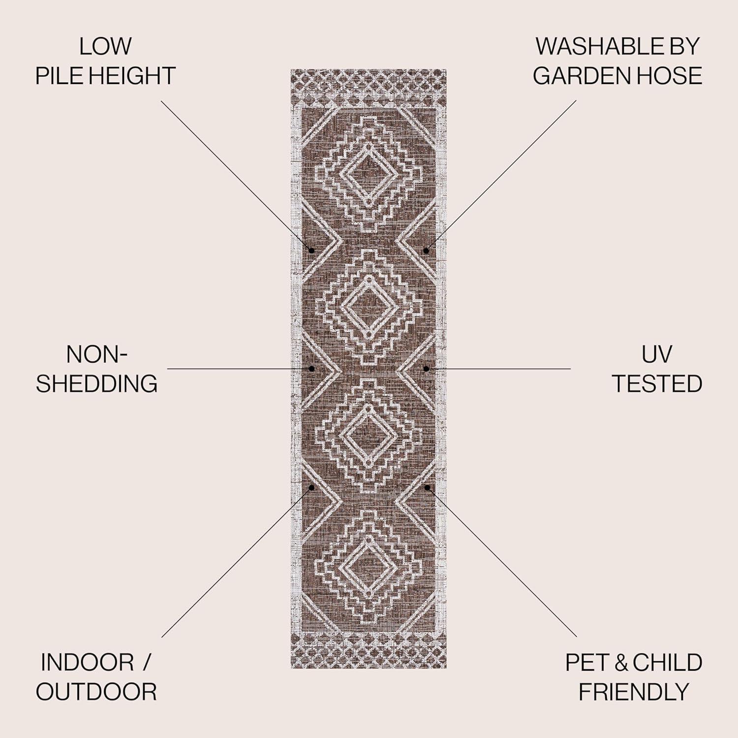 Tribal Diamond Medallion Brown/Beige Indoor/Outdoor Rug