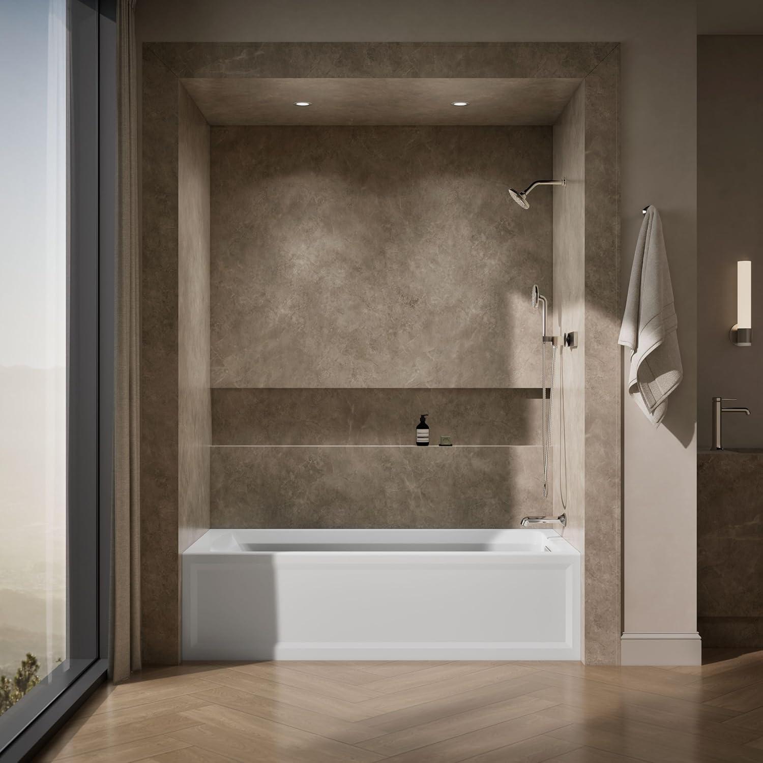 72" x 36" Acrylic Alcove Soaking Bathtub with Comfort Depth