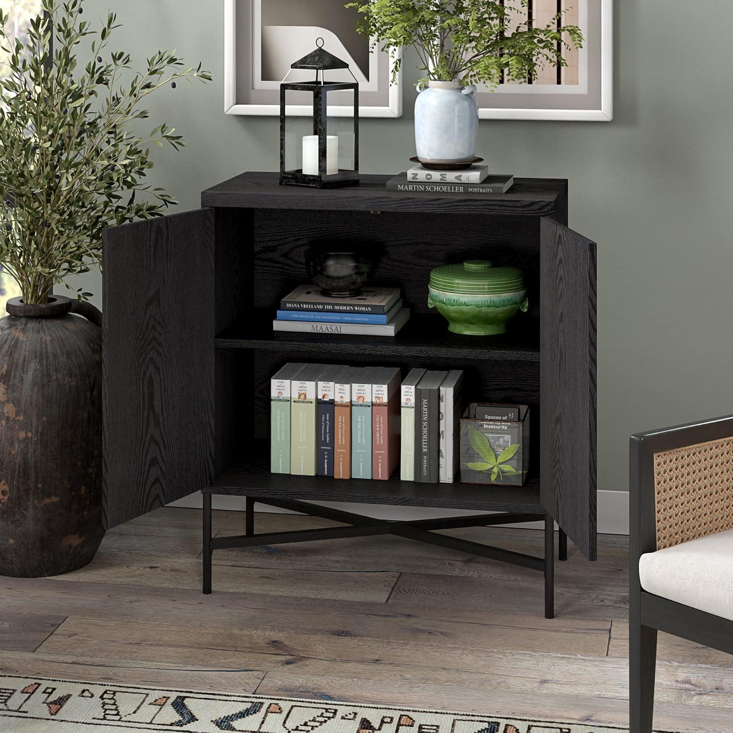 Brighton 28" Black Grain Alder Accent Cabinet with Adjustable Shelving