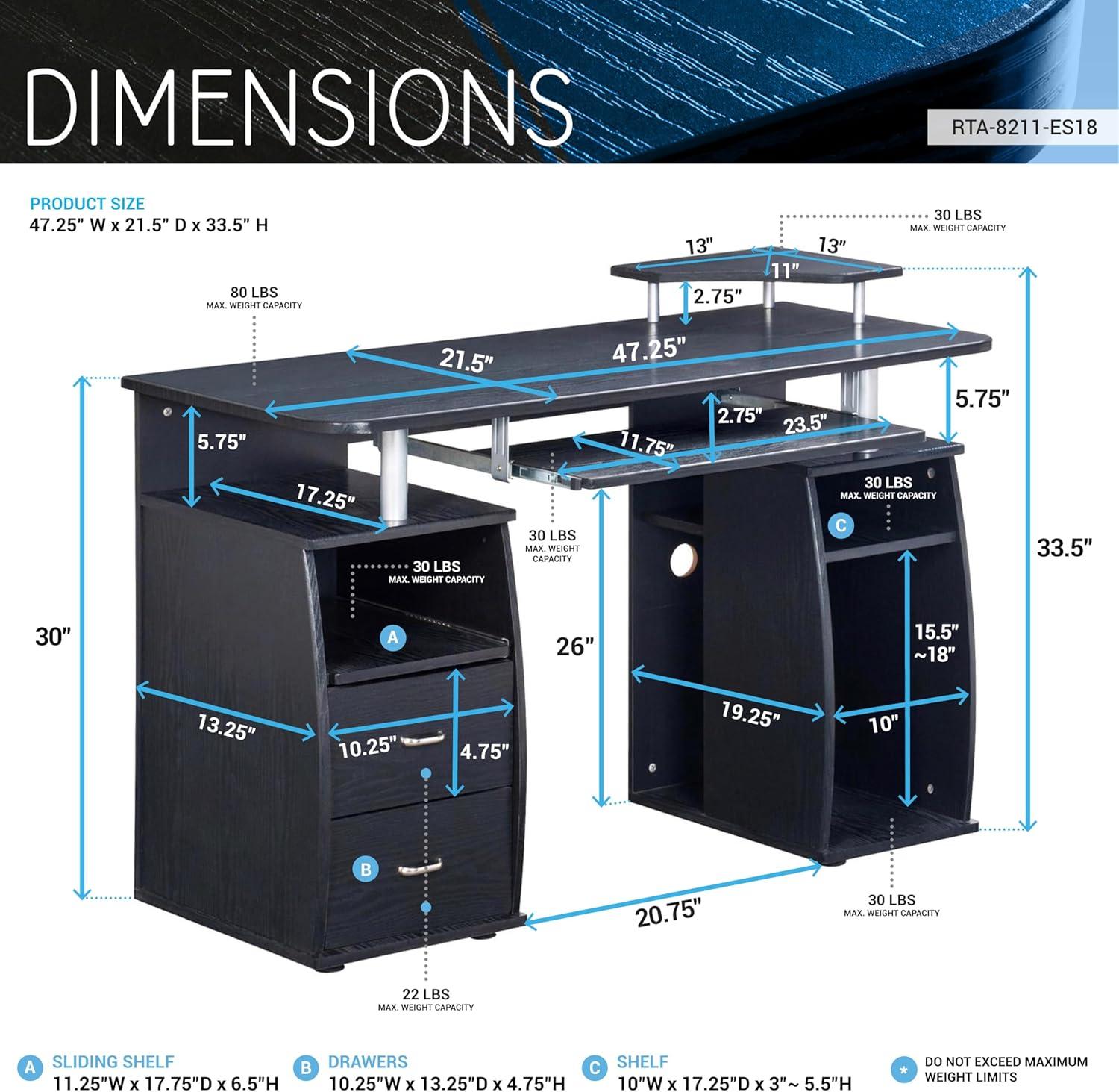 Hokku Designs Techni Mobili Complete Computer Workstation Desk With Storage