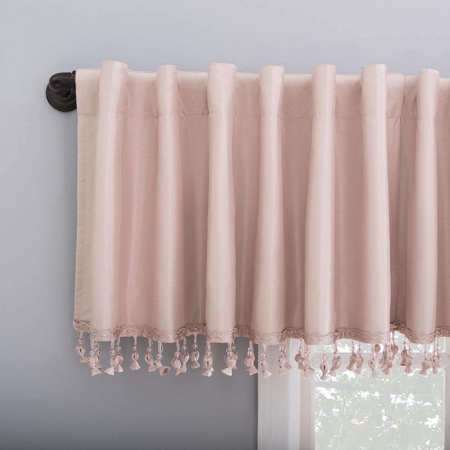 Sun Zero Evelina Faux Dupioni Silk Thermal Extreme 100% Blackout Back Tab Window Valance