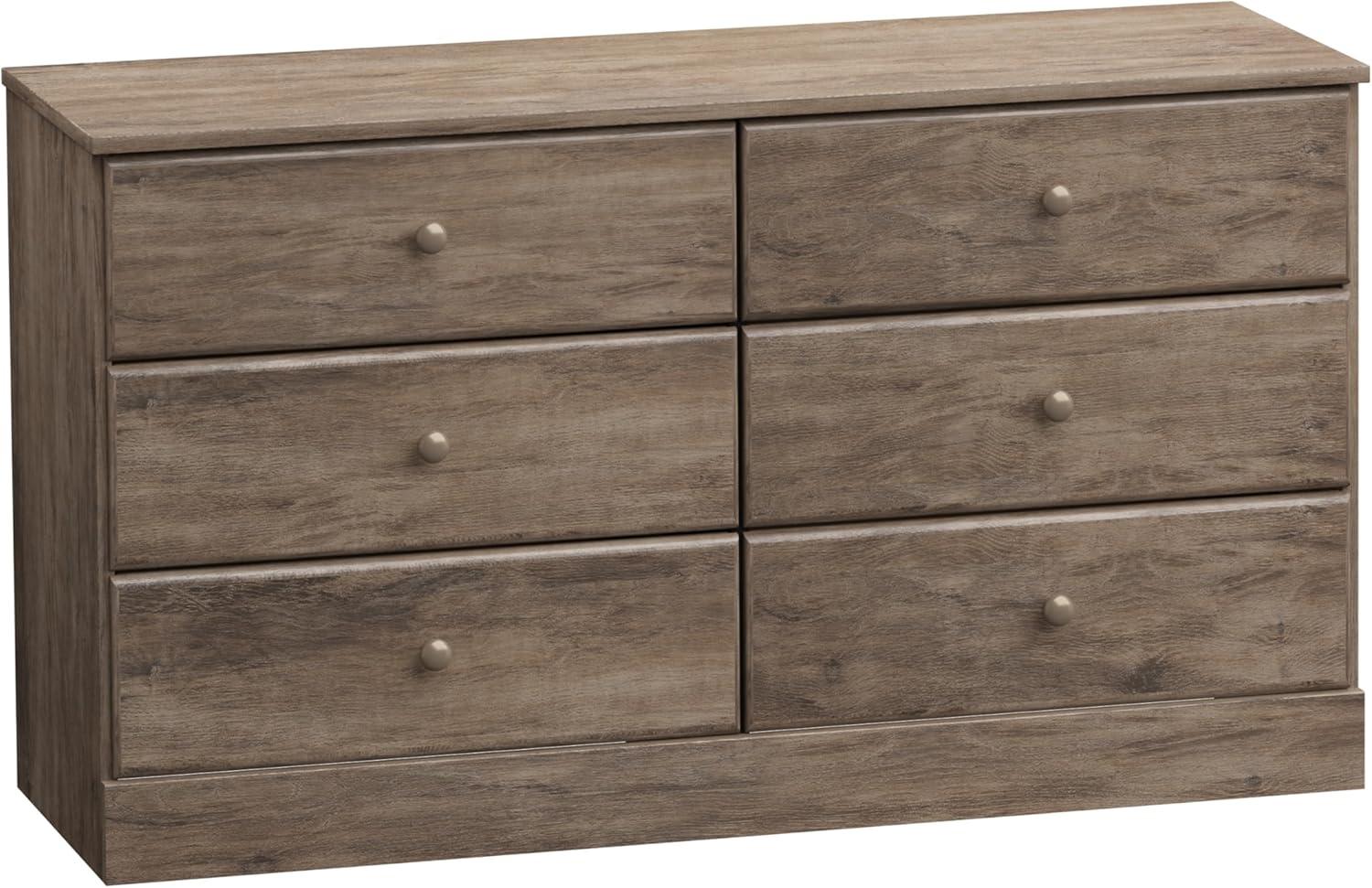 Prepac Astrid 6-Drawer Double Dresser, Drifted Gray