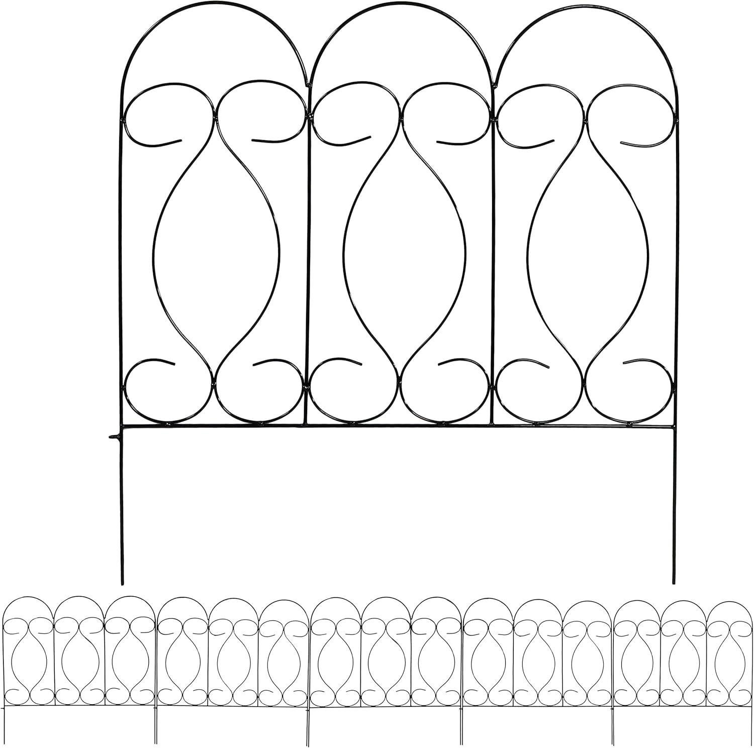 SunnyDaze Decor Traditional 24" x 24" Steel Decorative Garden Fence Panels (Set of 5)