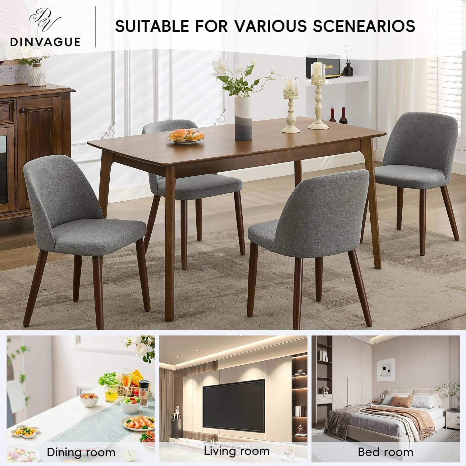 Dining Chairs Set of 2,Fabric Upholstered and Solid Wood Legs,Modern Room Dining Chairs,Thick Cushions Seat,Easy Assembly for Dining Room Living Room Bedroom Kitchen(Green)